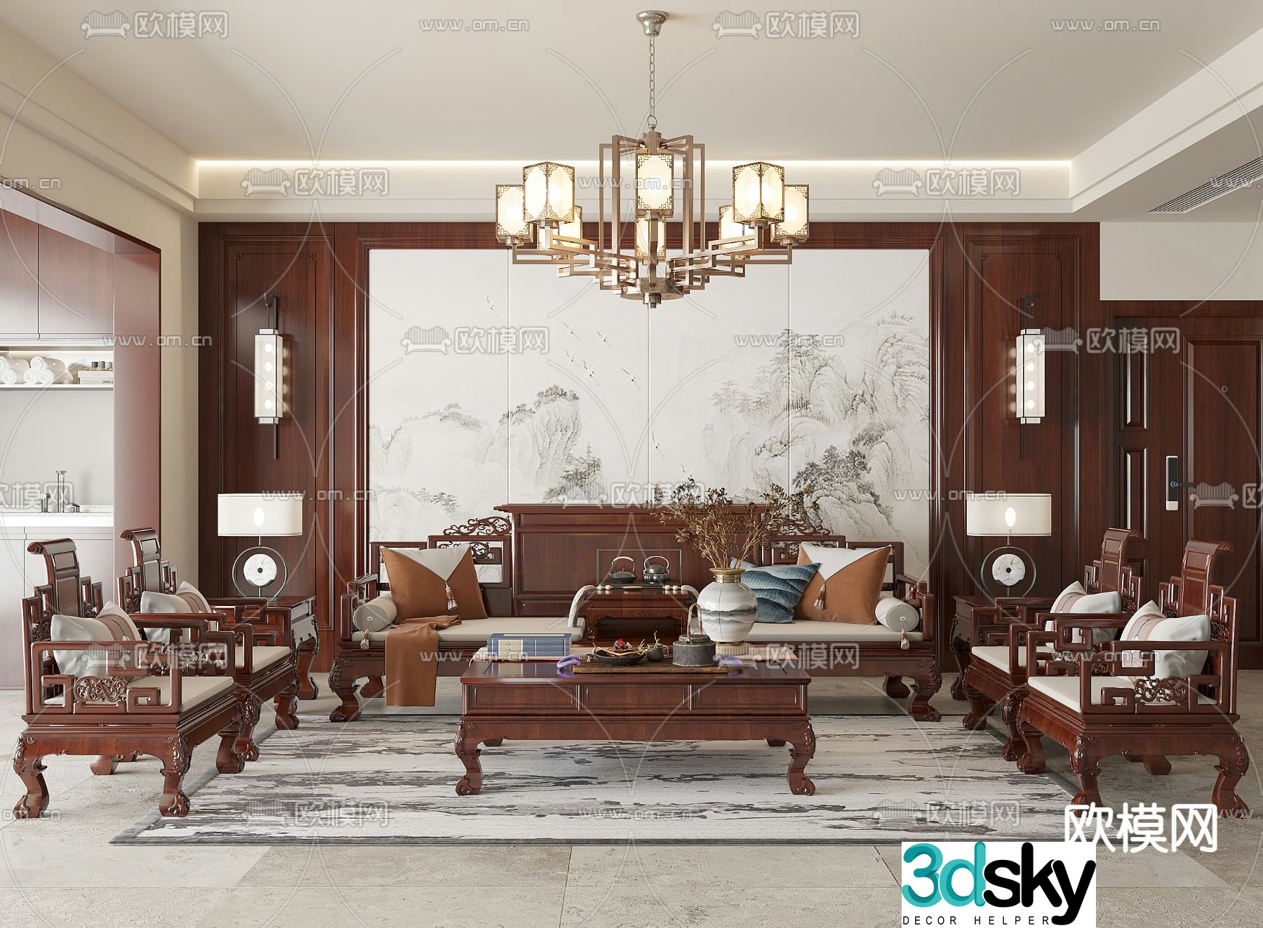 Chinese living room 3d model