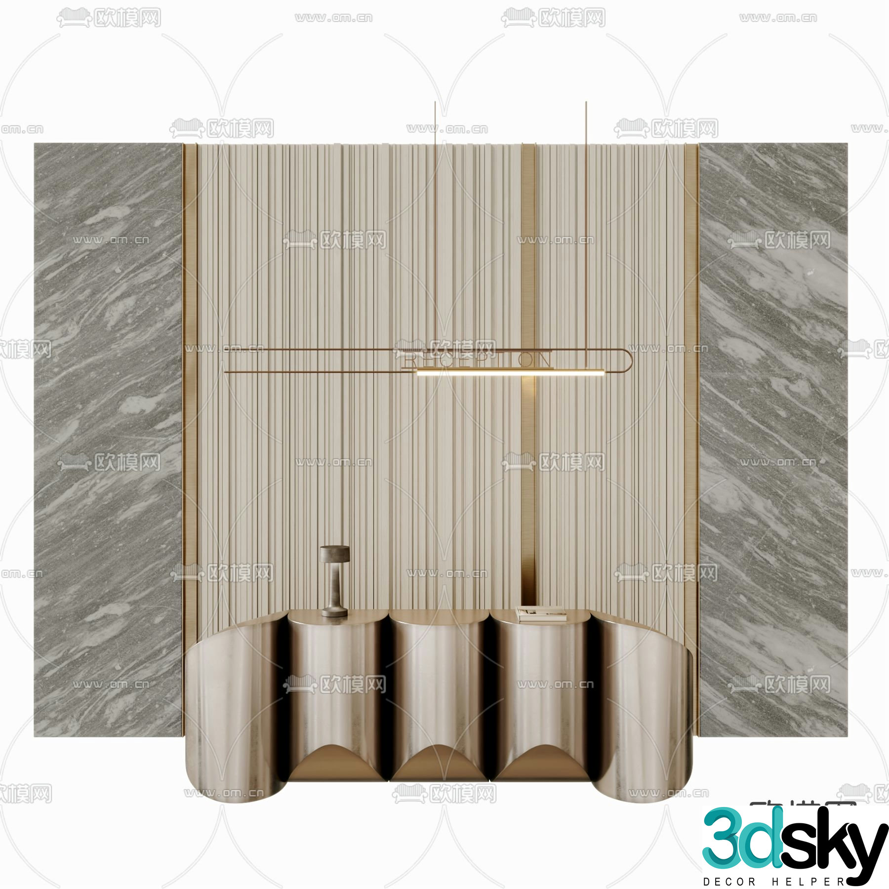 Light luxury front desk reception desk service desk 3D model