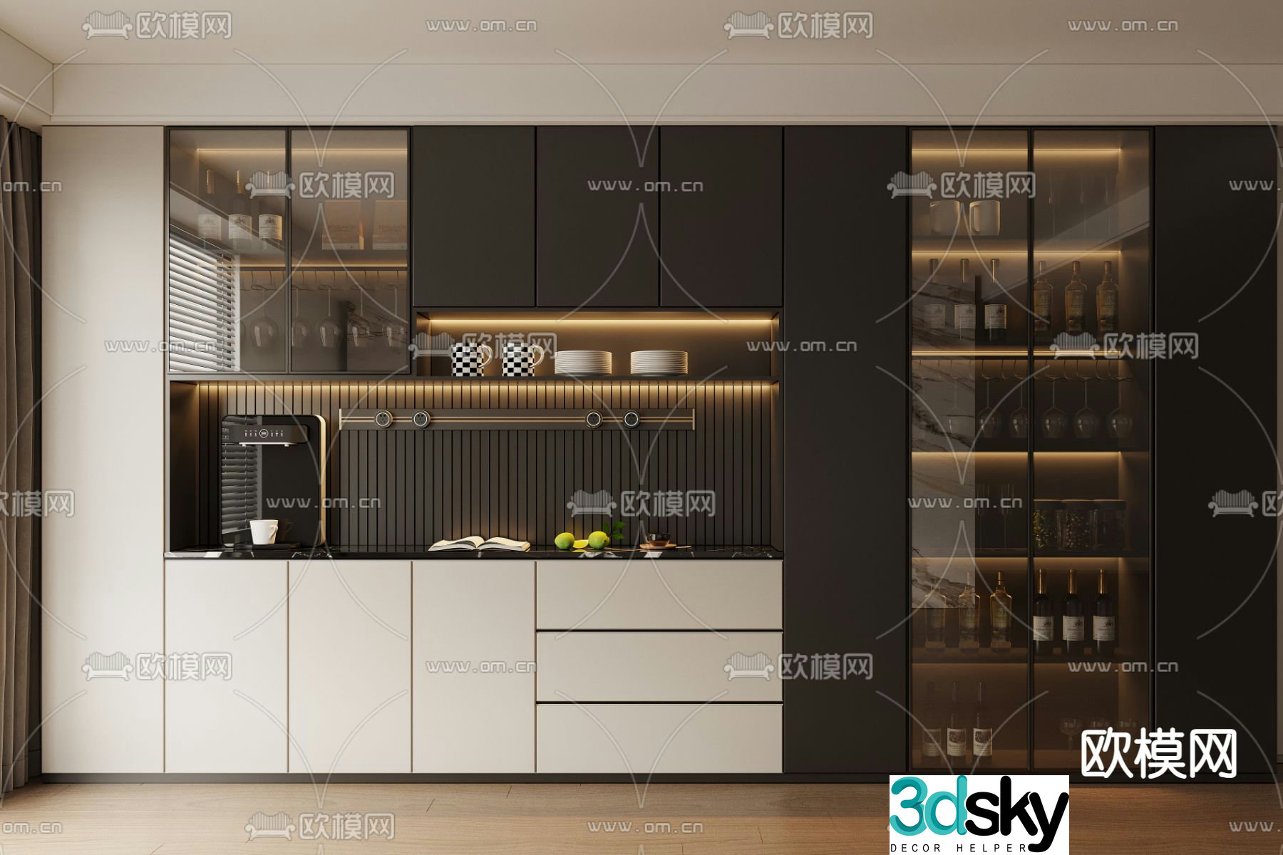 Modern wine cabinet sideboard 3d model