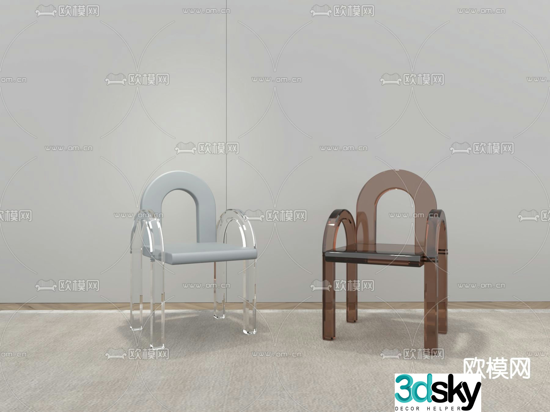Transparent chair dining chair 3d model