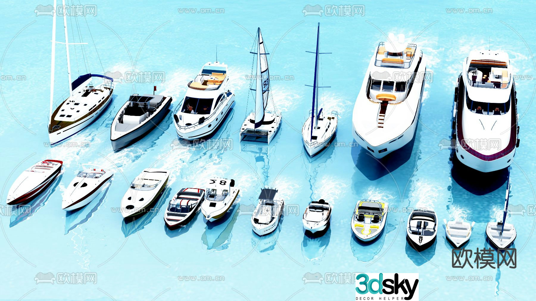 Modern sailing yacht 3d model