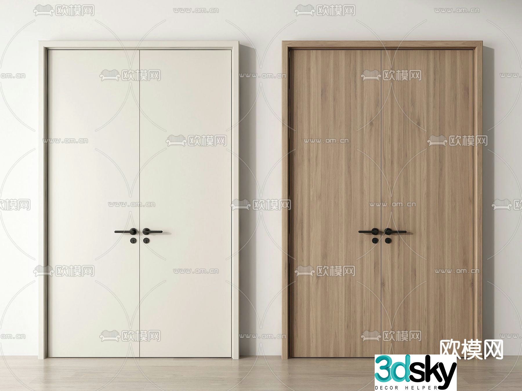 Modern double door 3d model