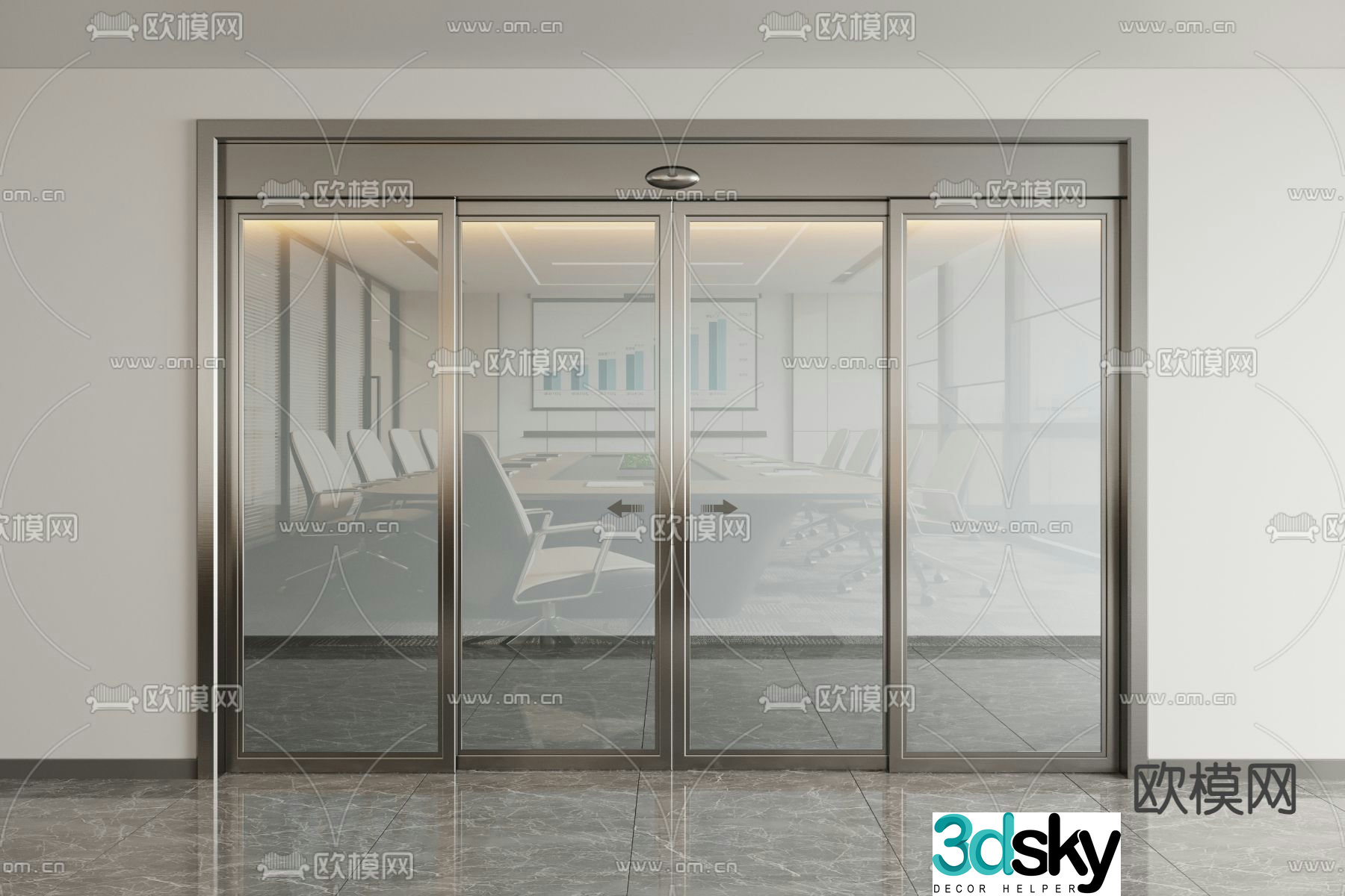 Modern electric doors Induction doors Glass doors 3D model