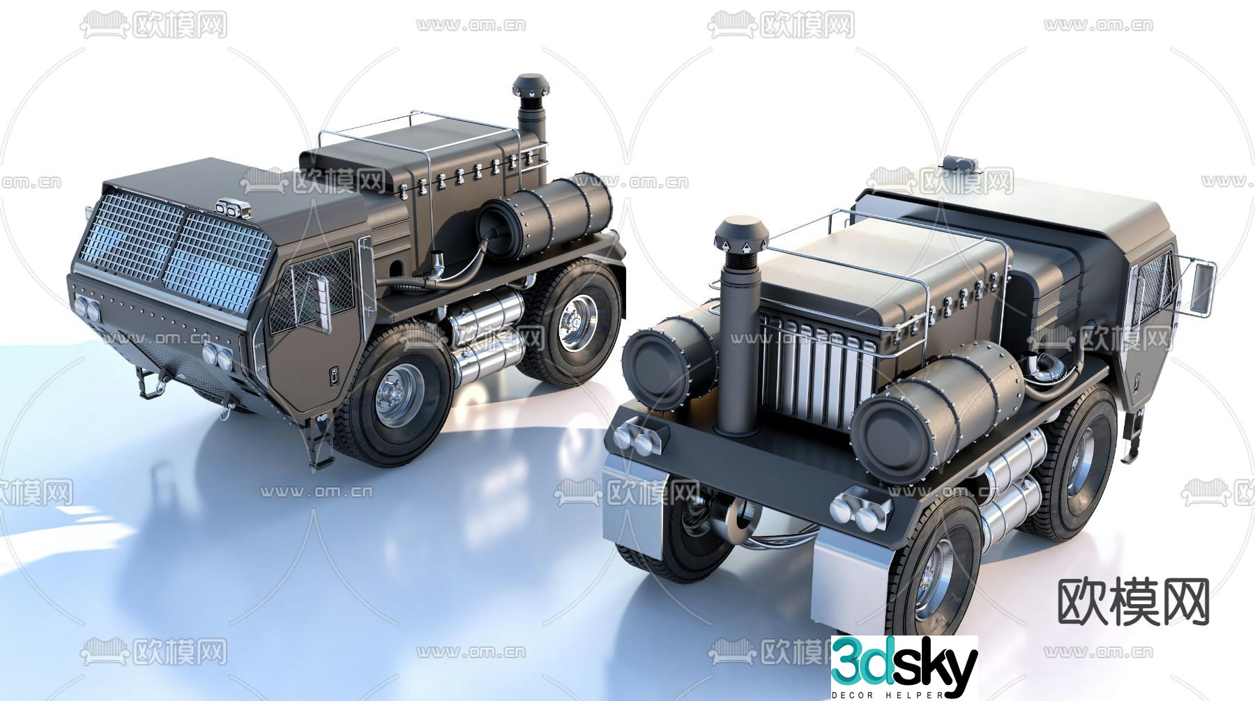 military truck special vehicle transporter 3d model