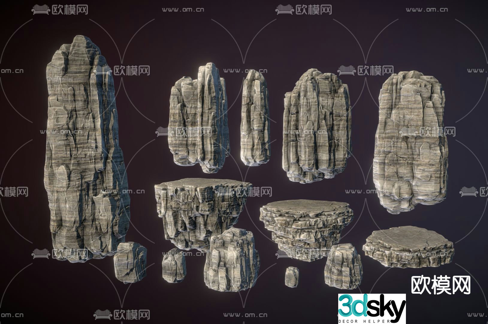 Landscape stone rockery stone platform 3d model