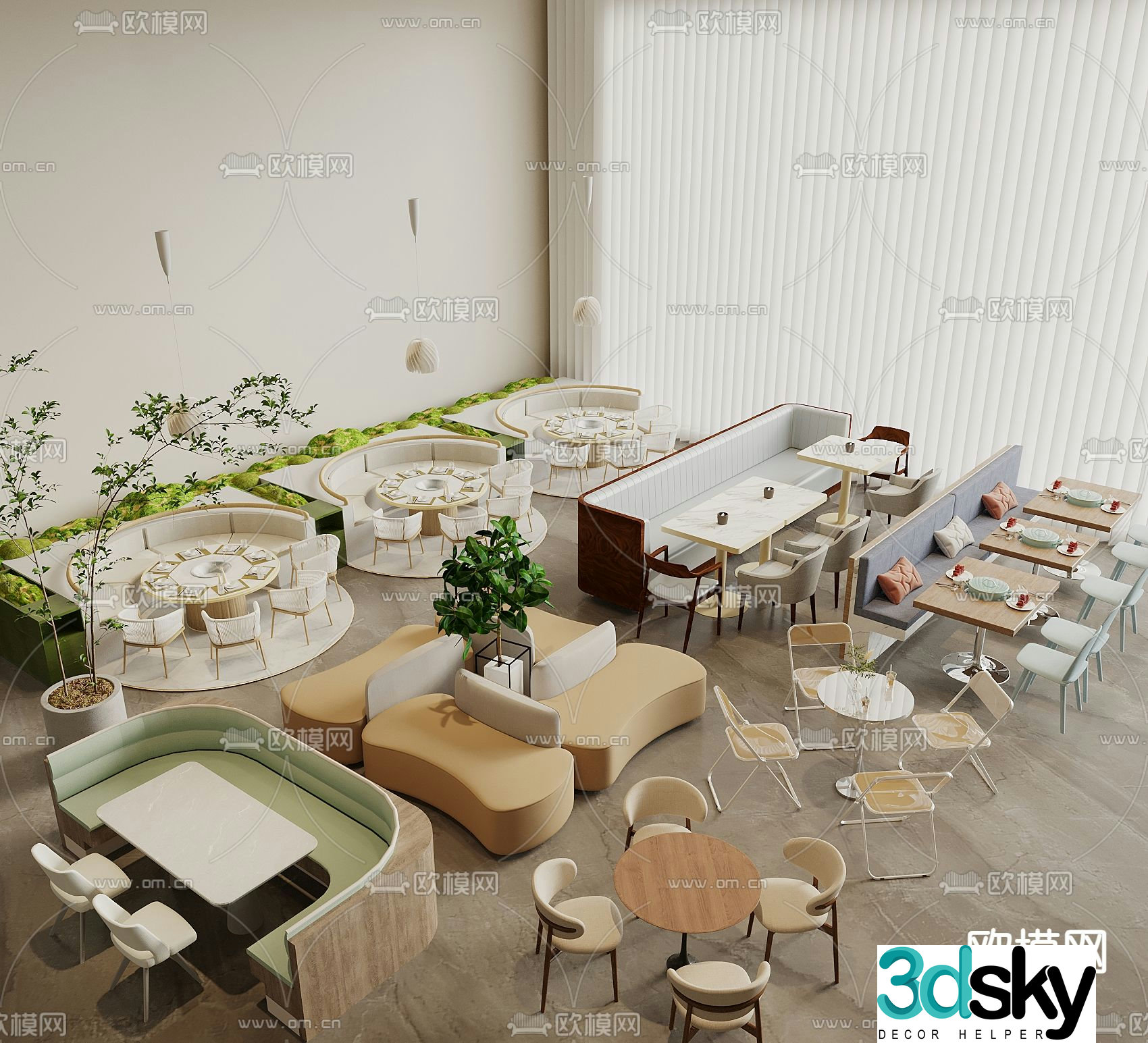 Card seat dining table and chairs curved card seat 3d model