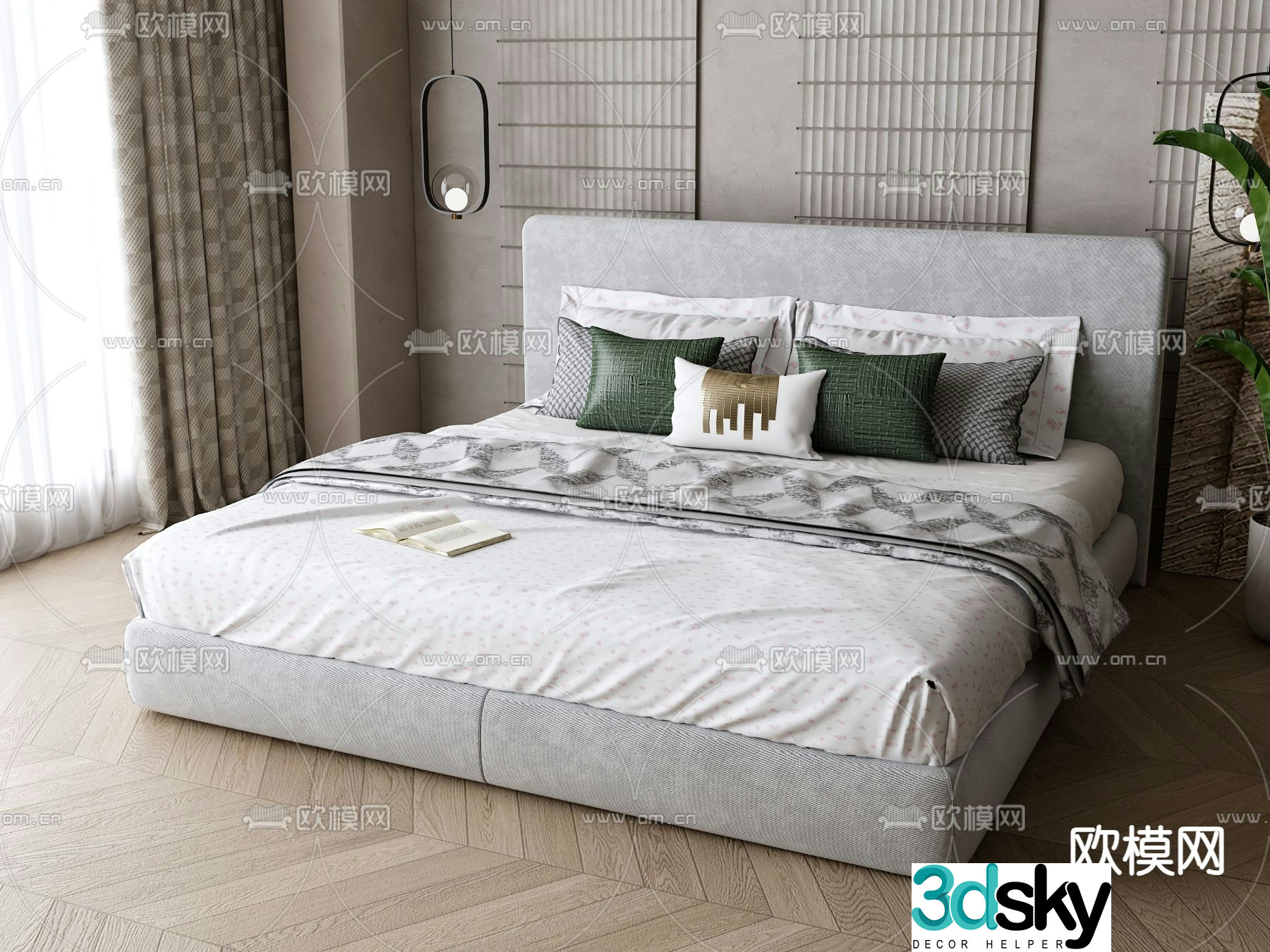 Modern double bed 3d model