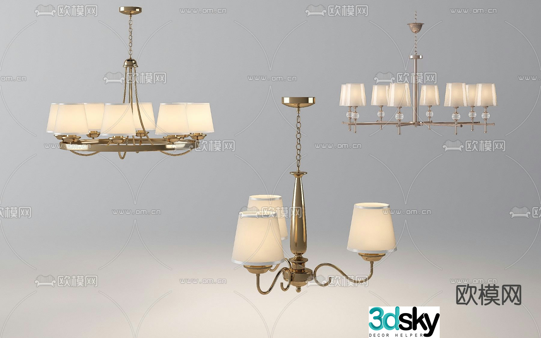 American Chandelier Multi-head Chandelier 3D Model