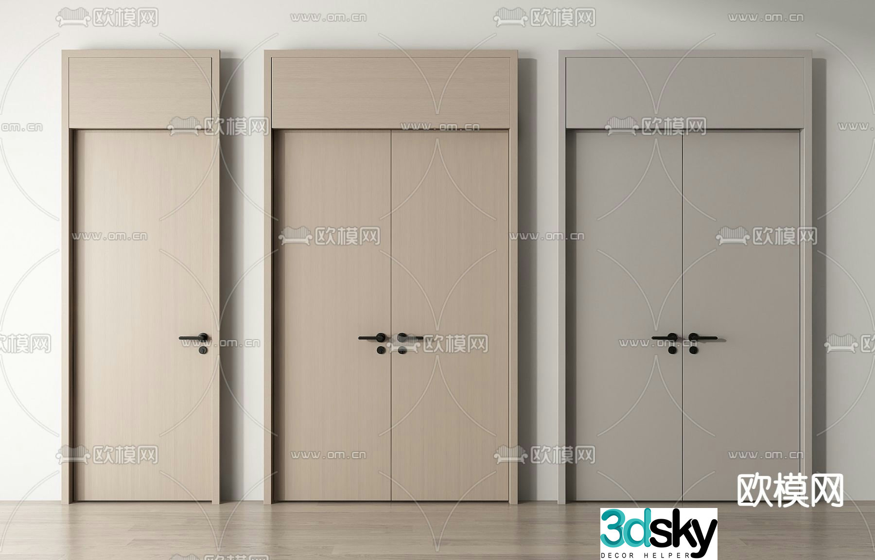 Top door single door double door 3d model