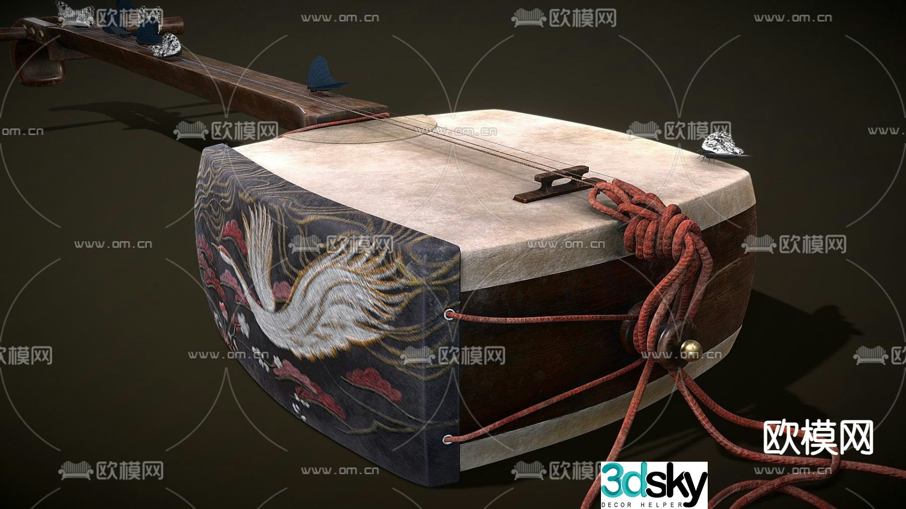 Chinese Erhu musical instrument 3d model