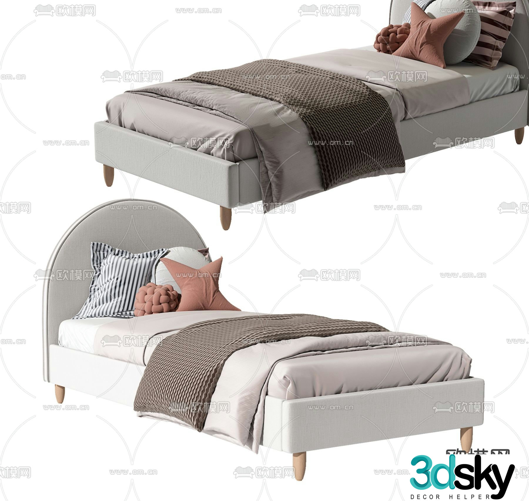 Modern children’s bed single bed 3d model