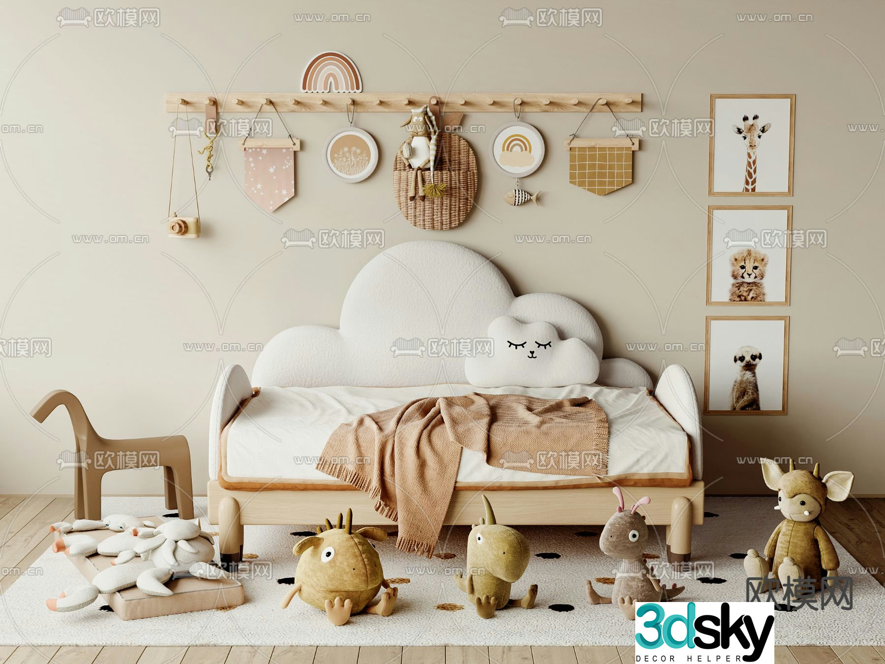 Nordic children’s bed sofa bed 3d model