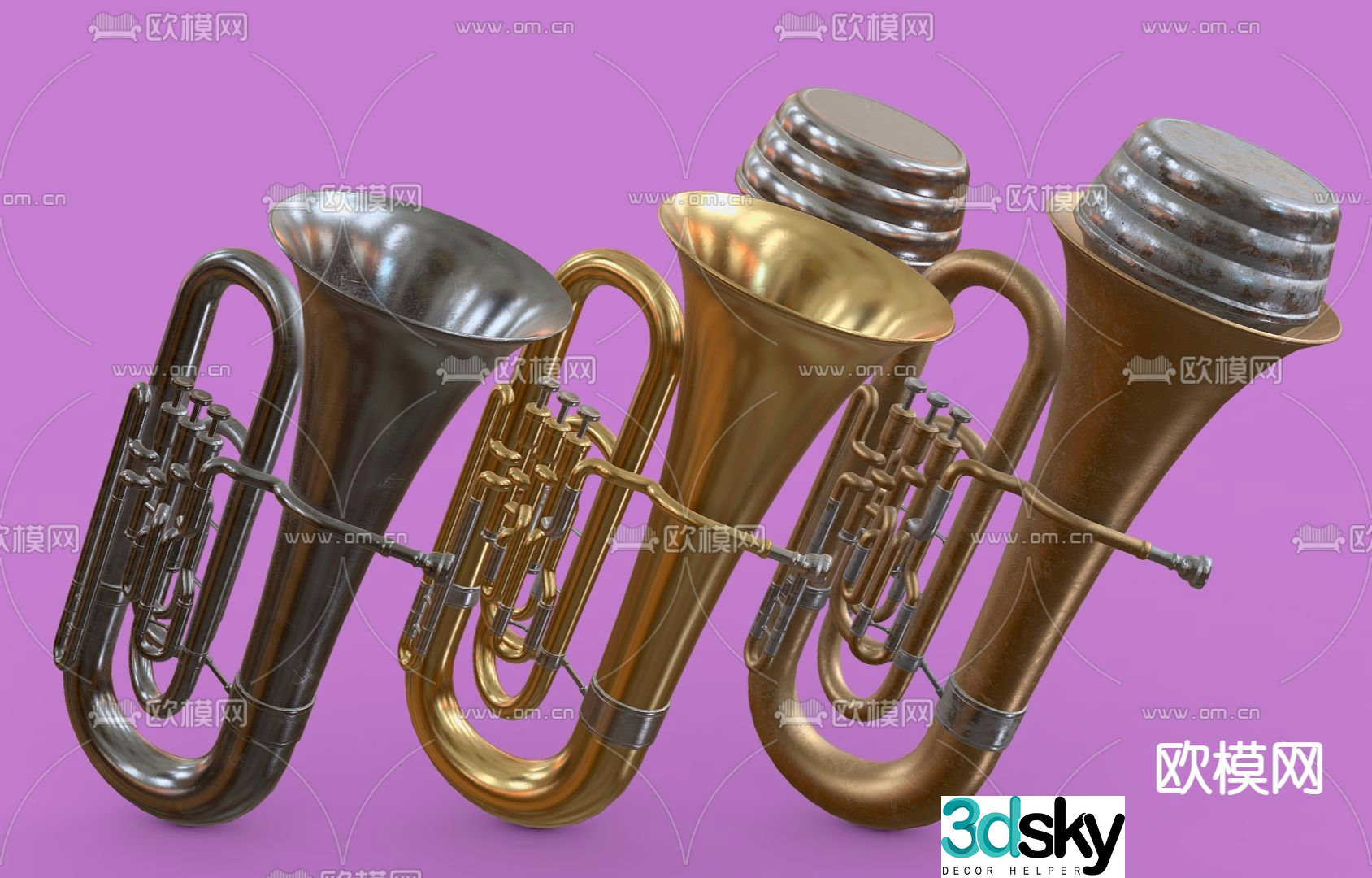 Orchestral instrument trumpet 3d model
