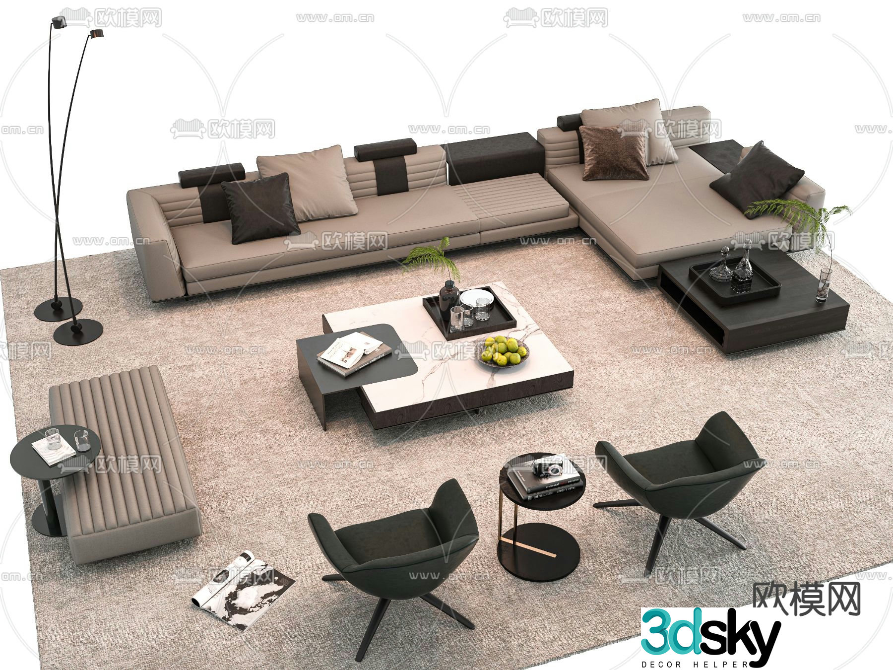 Modern sectional sofa 3d model