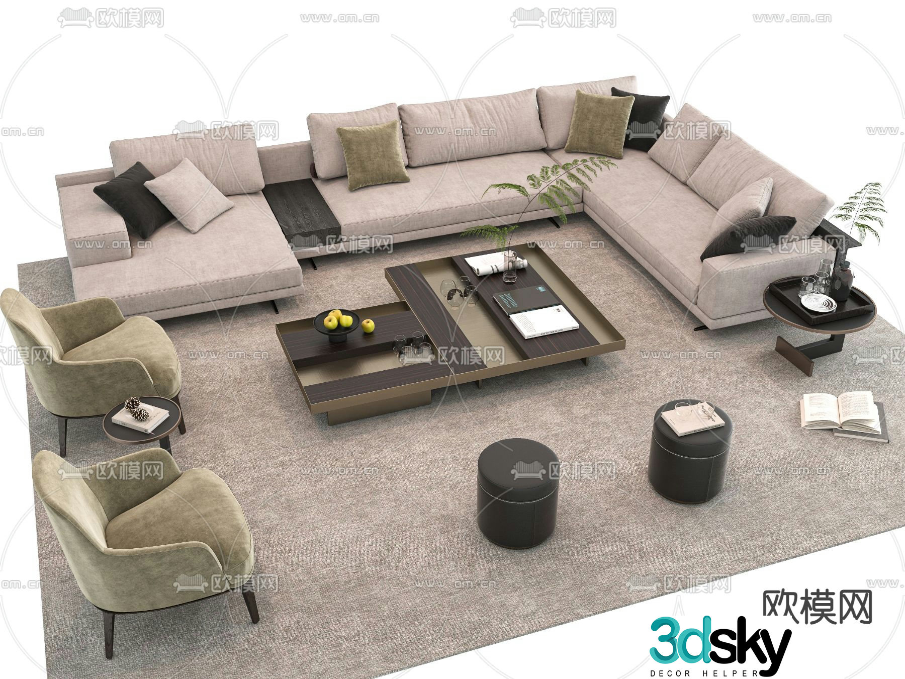 Modern sectional sofa 3d model