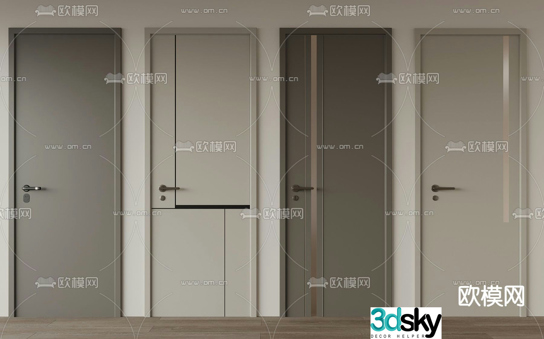 Room door wooden door 3d model