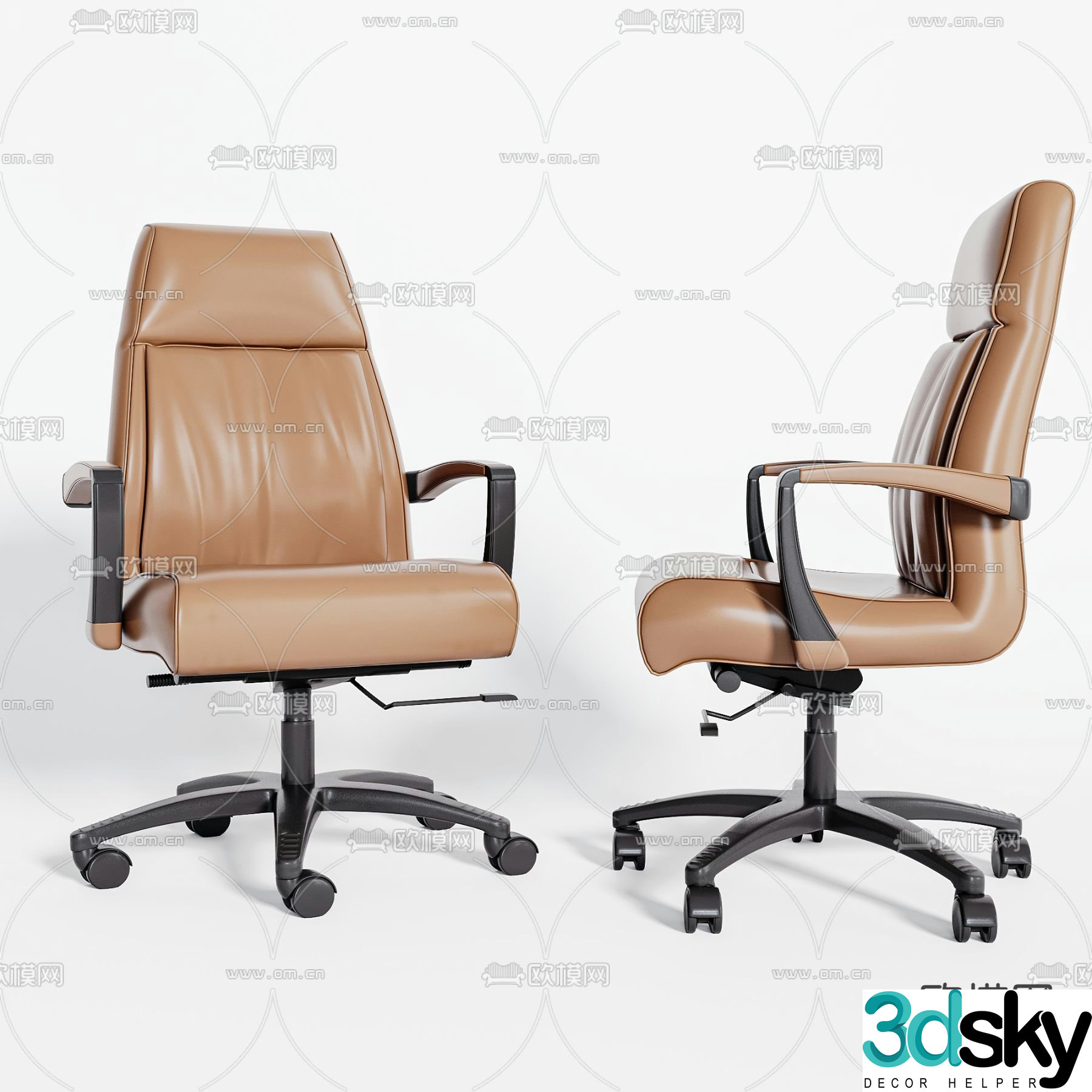 Leather office chair shift chair staff chair 3d model