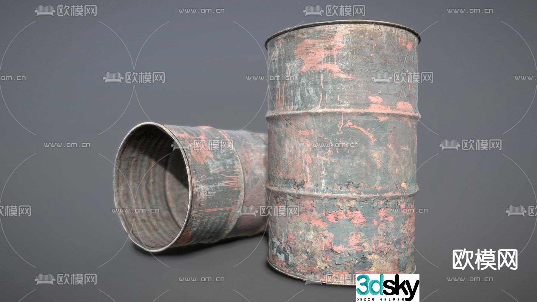 Industrial style iron barrel gasoline barrel 3D model