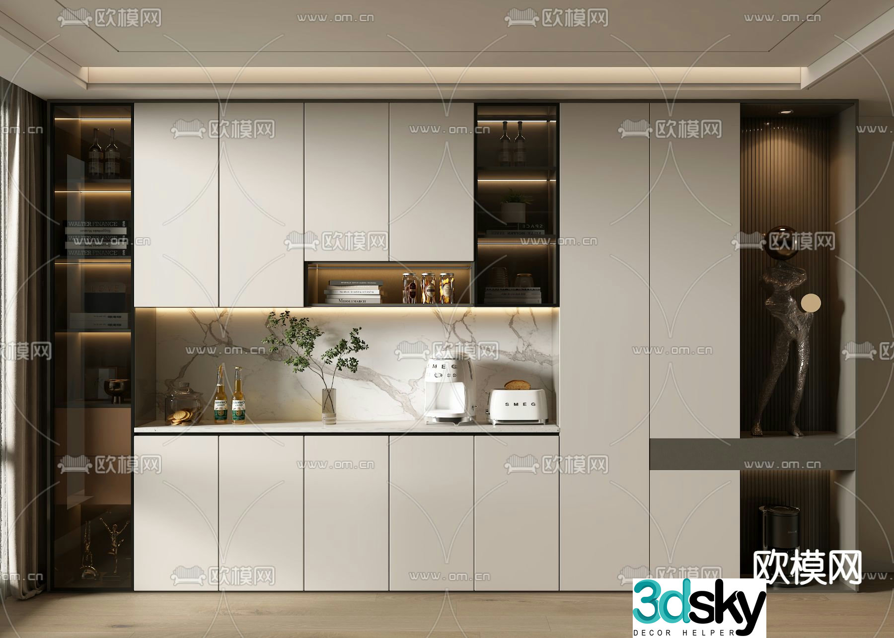 Modern wine cabinet sideboard 3d model