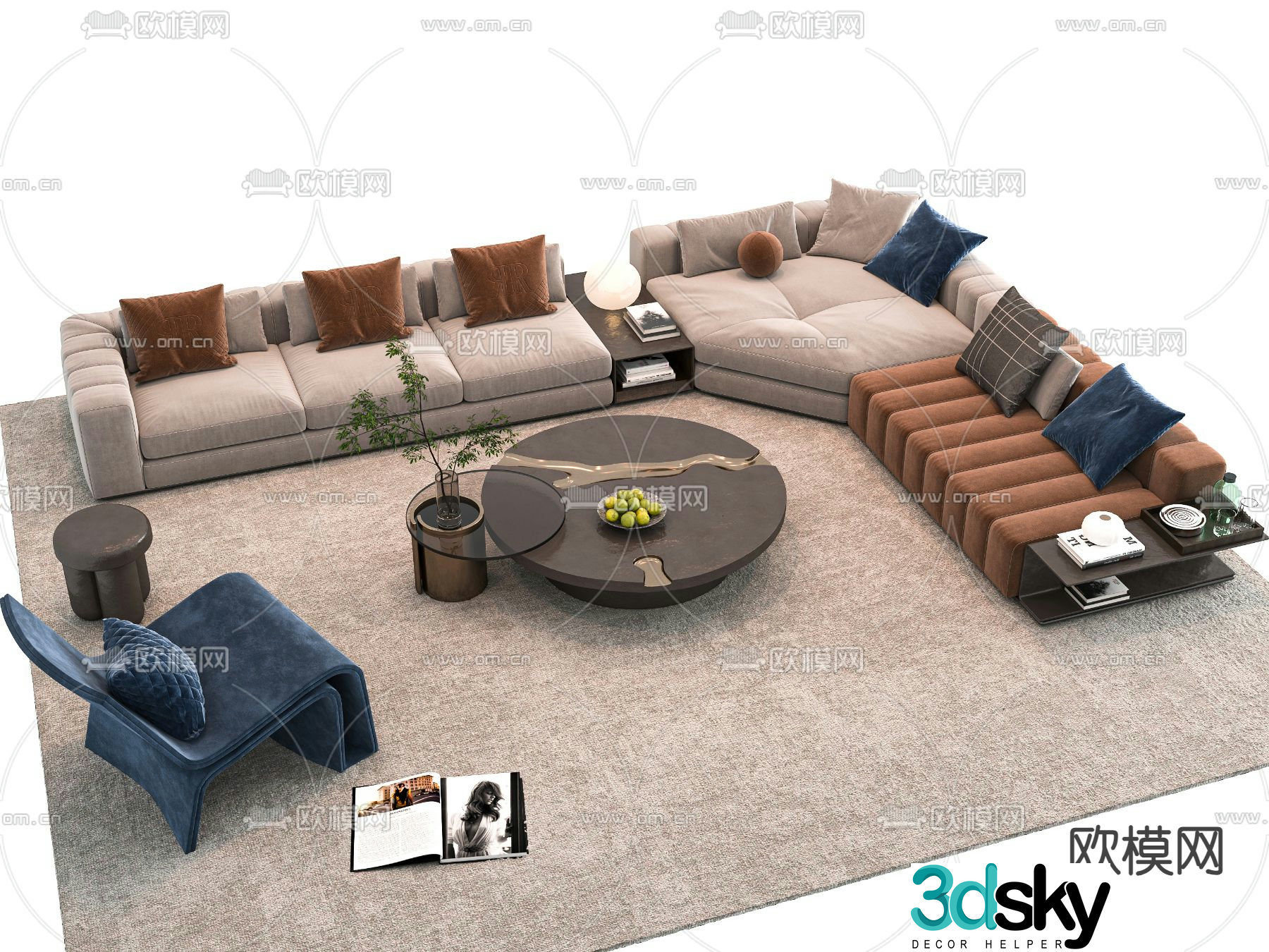 Modern sectional sofa 3d model