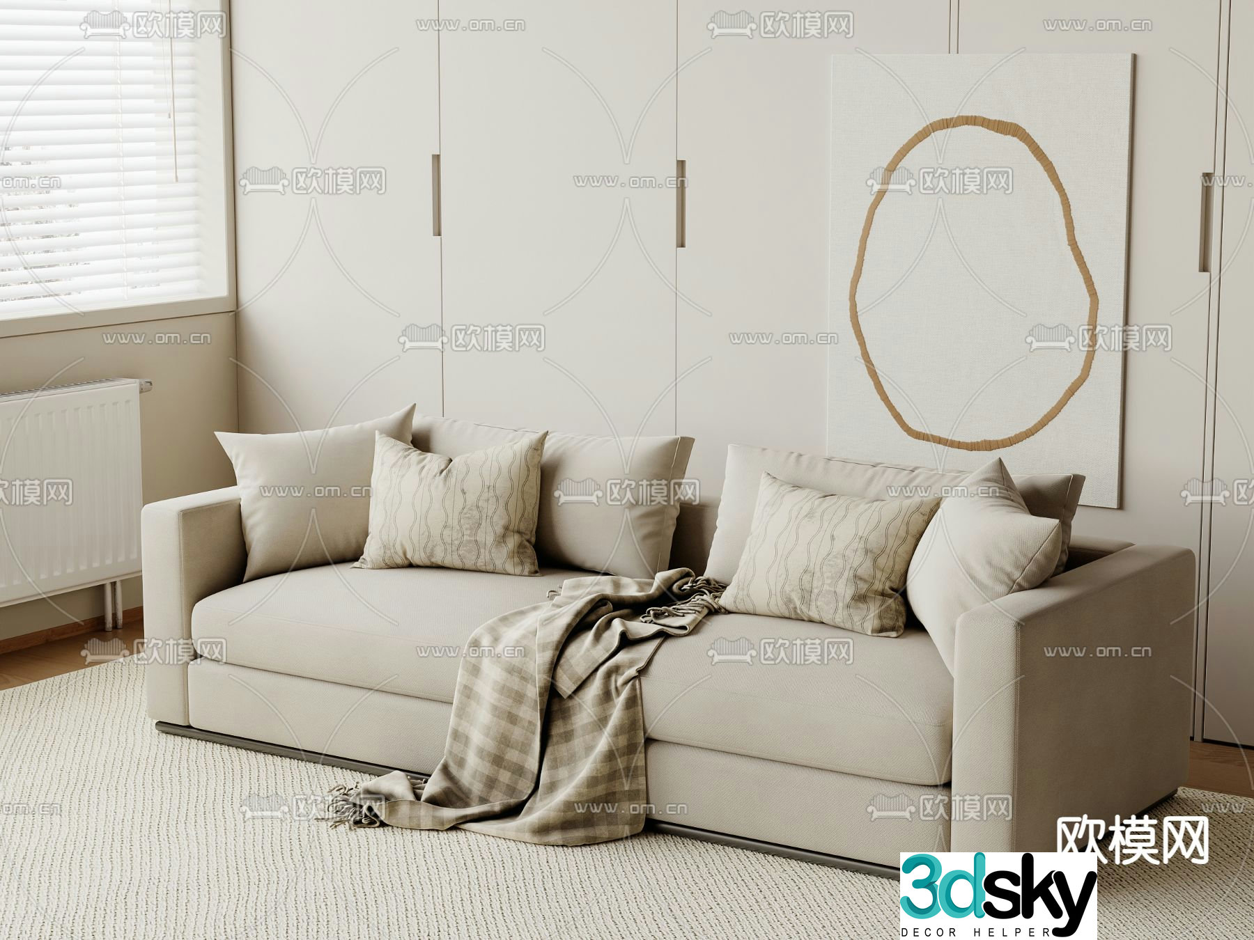 Double sofa upholstered sofa 3d model