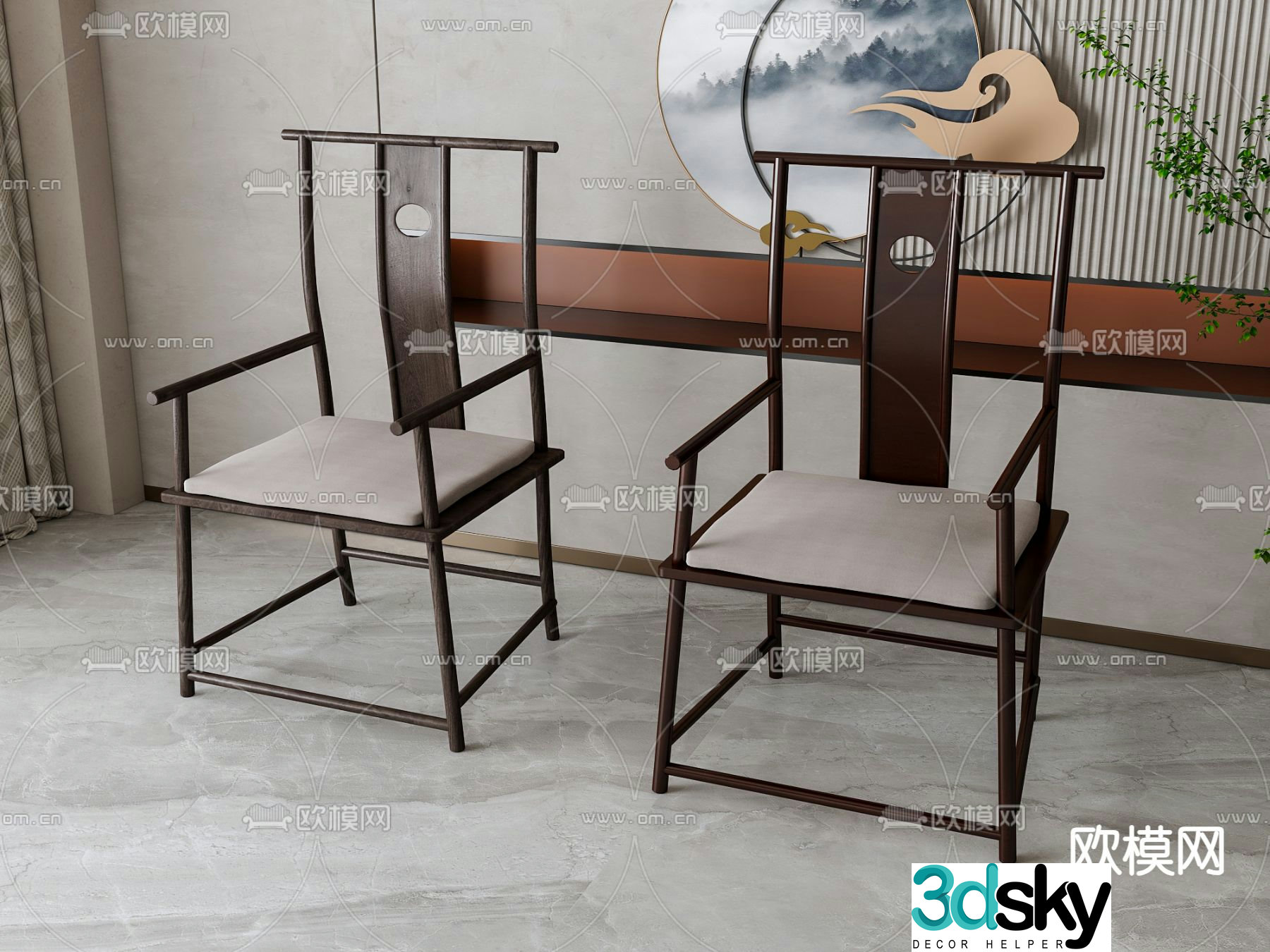 New Chinese style leisure chair tea chair 3d model