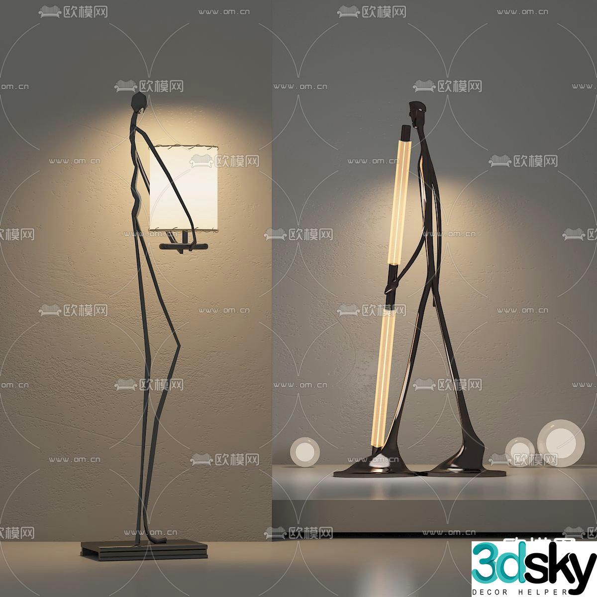 Humanoid floor lamp 3d model