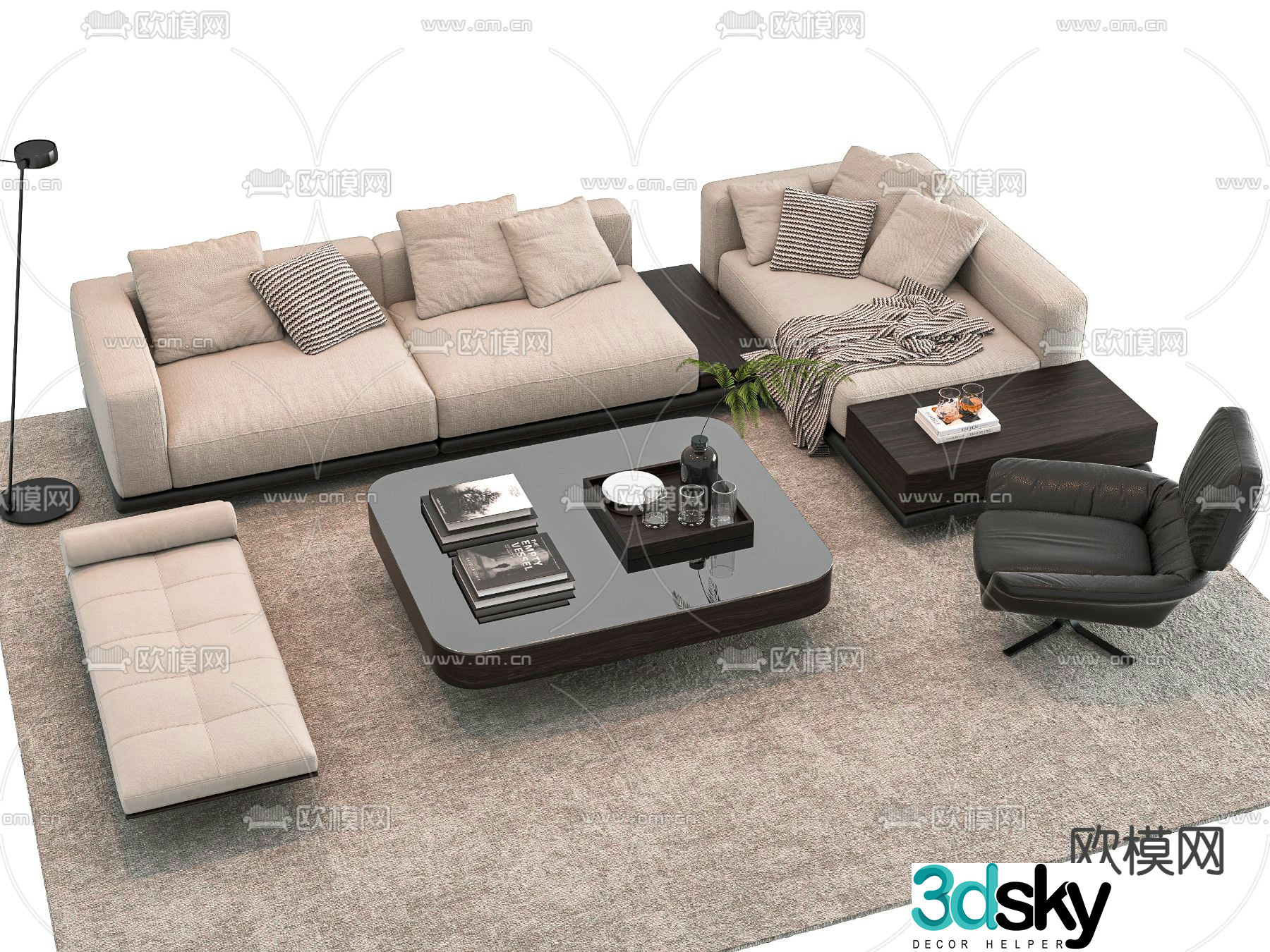 Modern sectional sofa 3d model