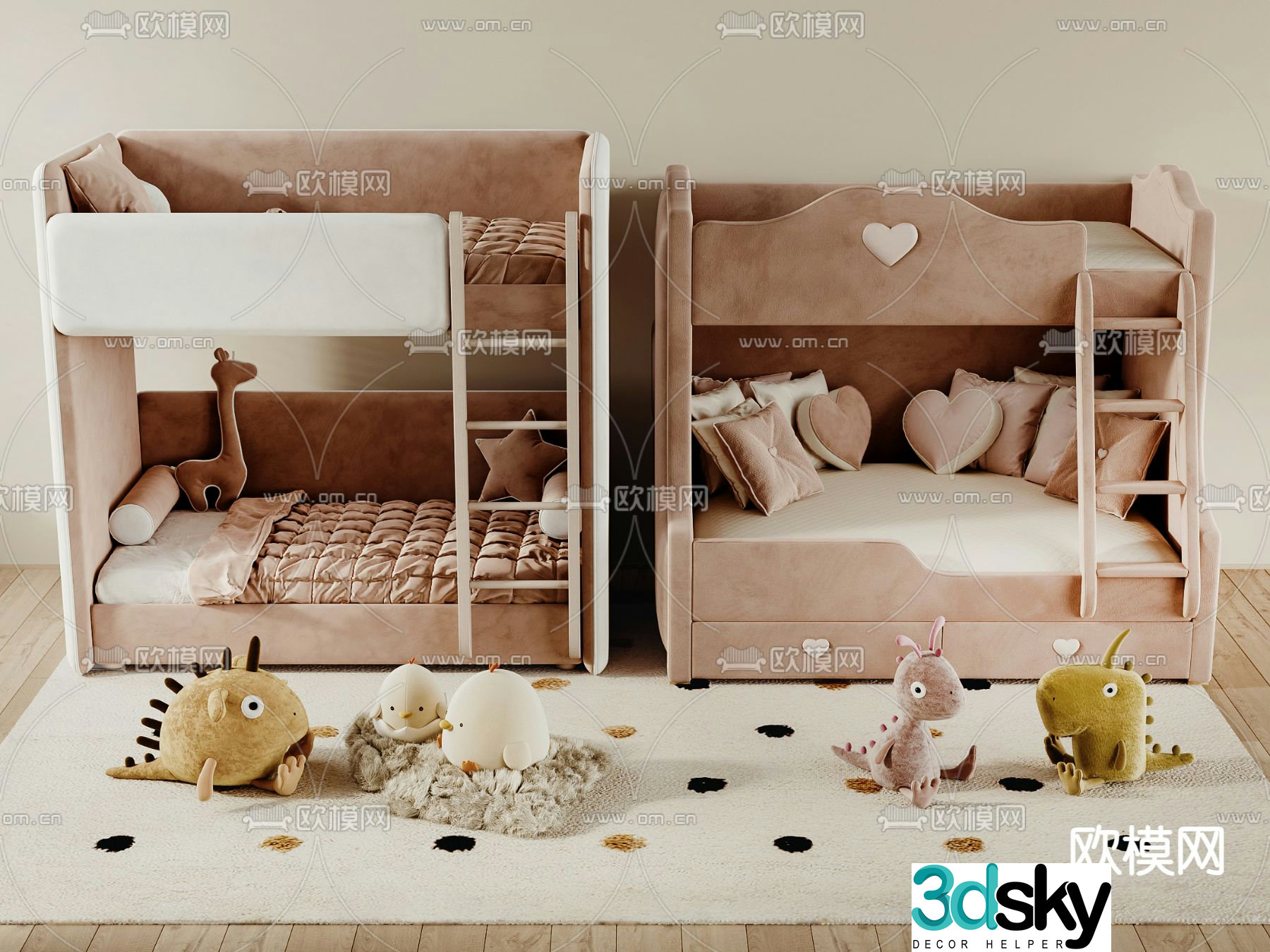 Children’s bed bunk bed bunk bed 3d model