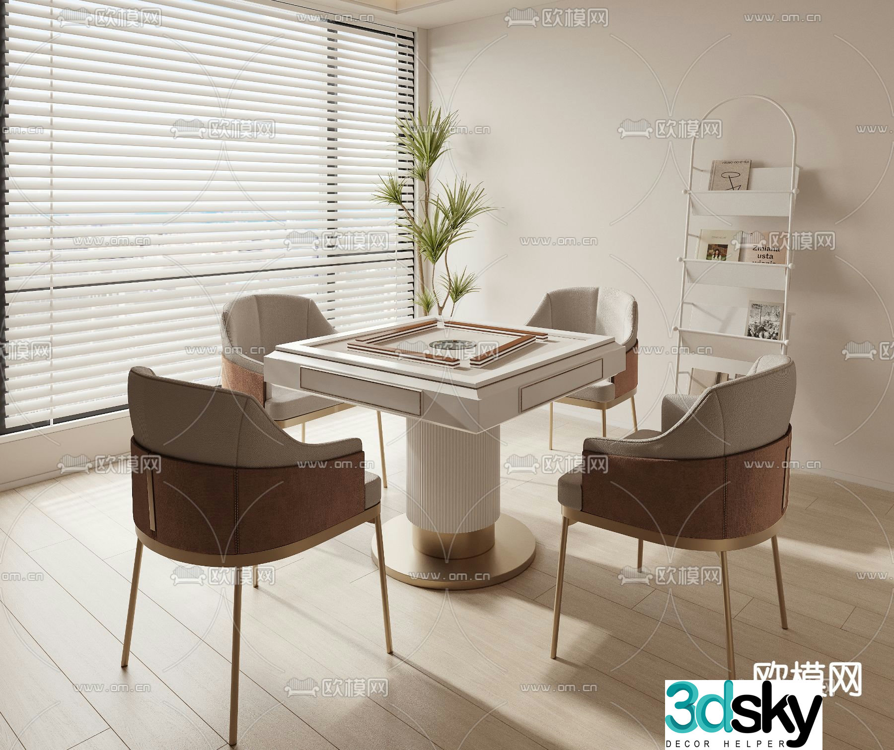 Light luxury mahjong table 3D model