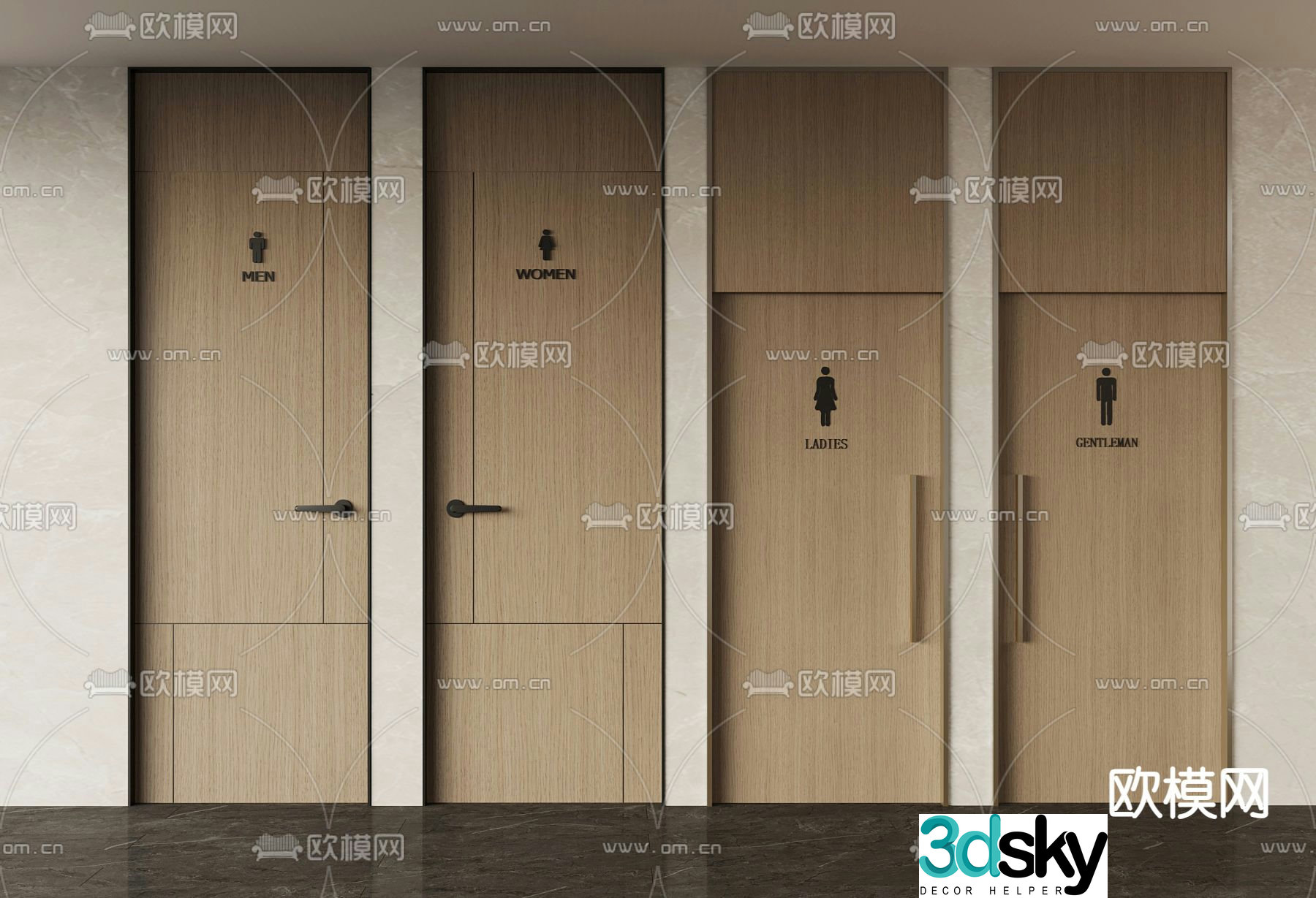 Bathroom door Toilet door 3d model