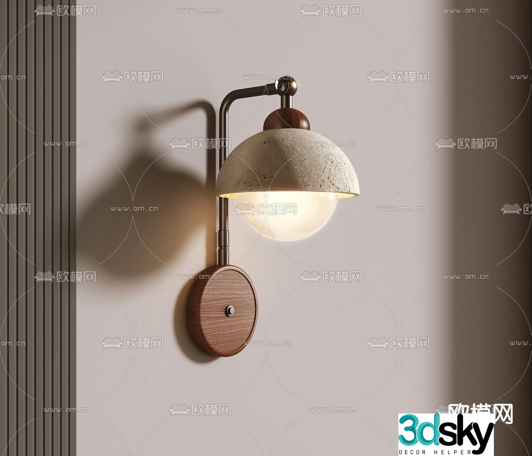 Wabi-sabi style wall lamp 3d model