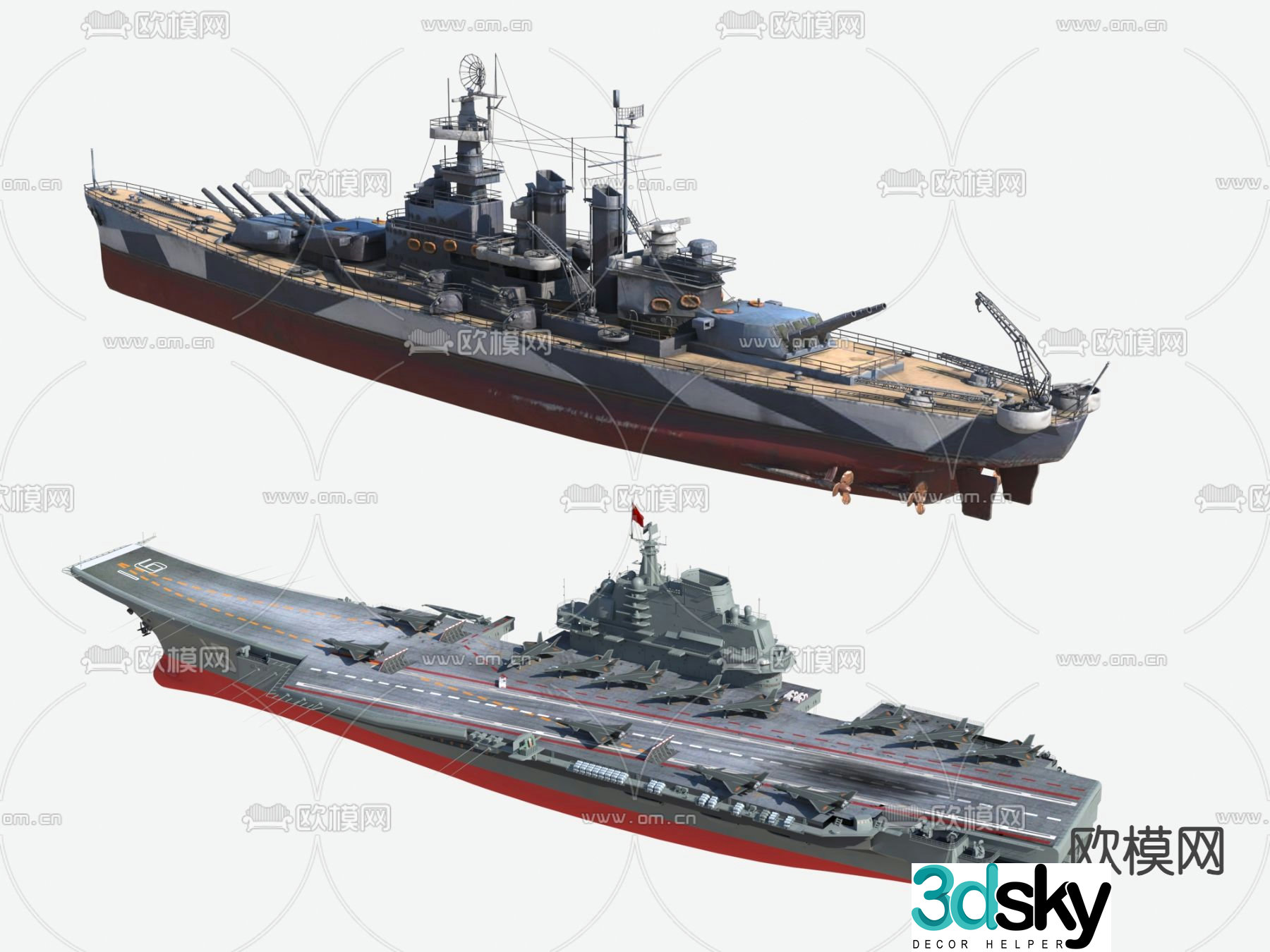Modern warship aircraft carrier 3d model