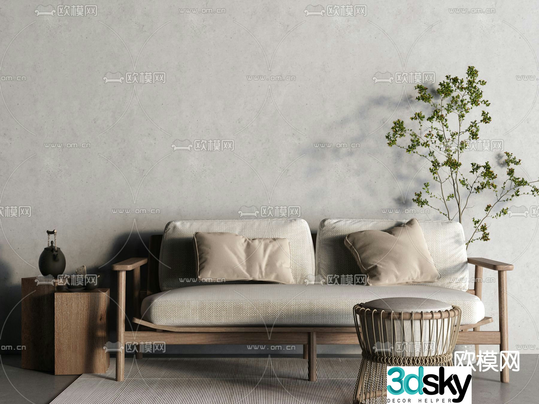 Wabi-sabi loveseat 3d model