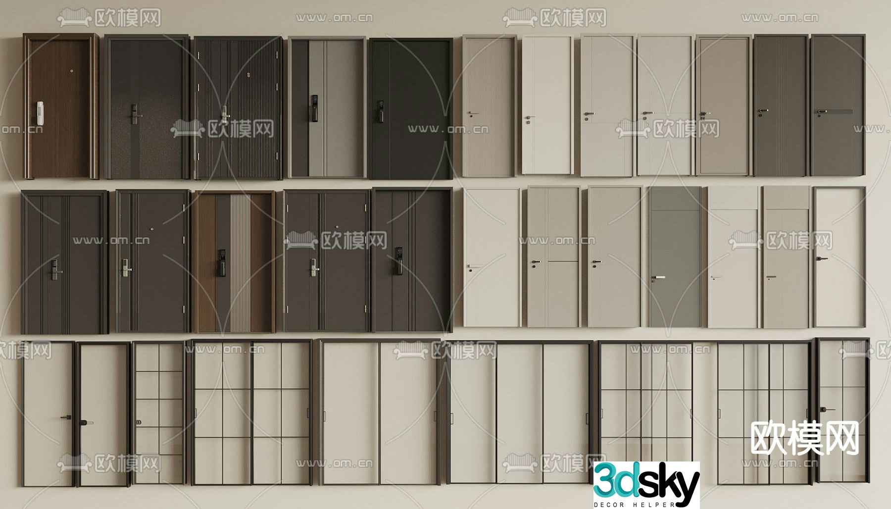 Entrance door sliding door security door bedroom door 3d model