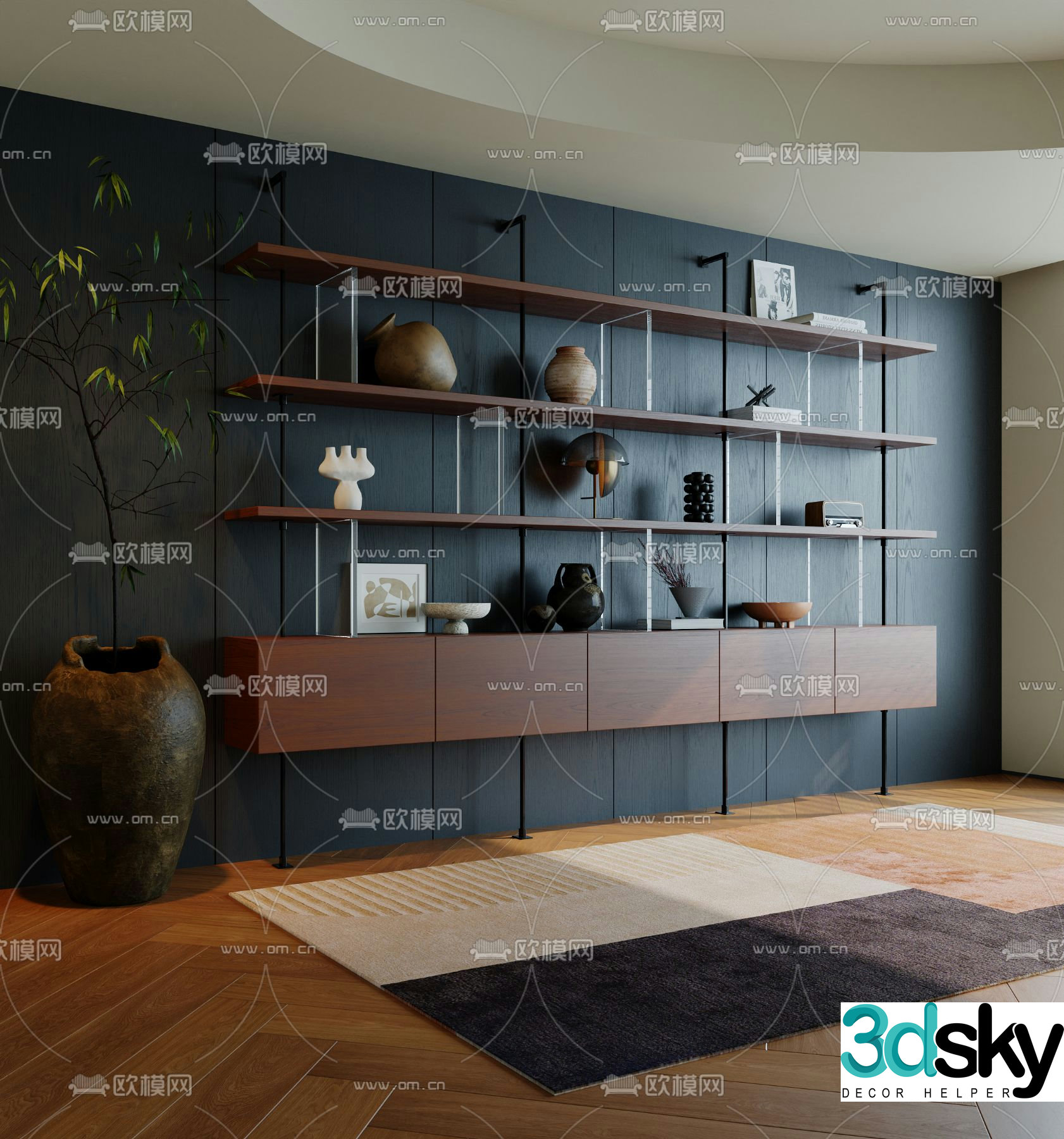 Modern storage rack decorative rack 3d model
