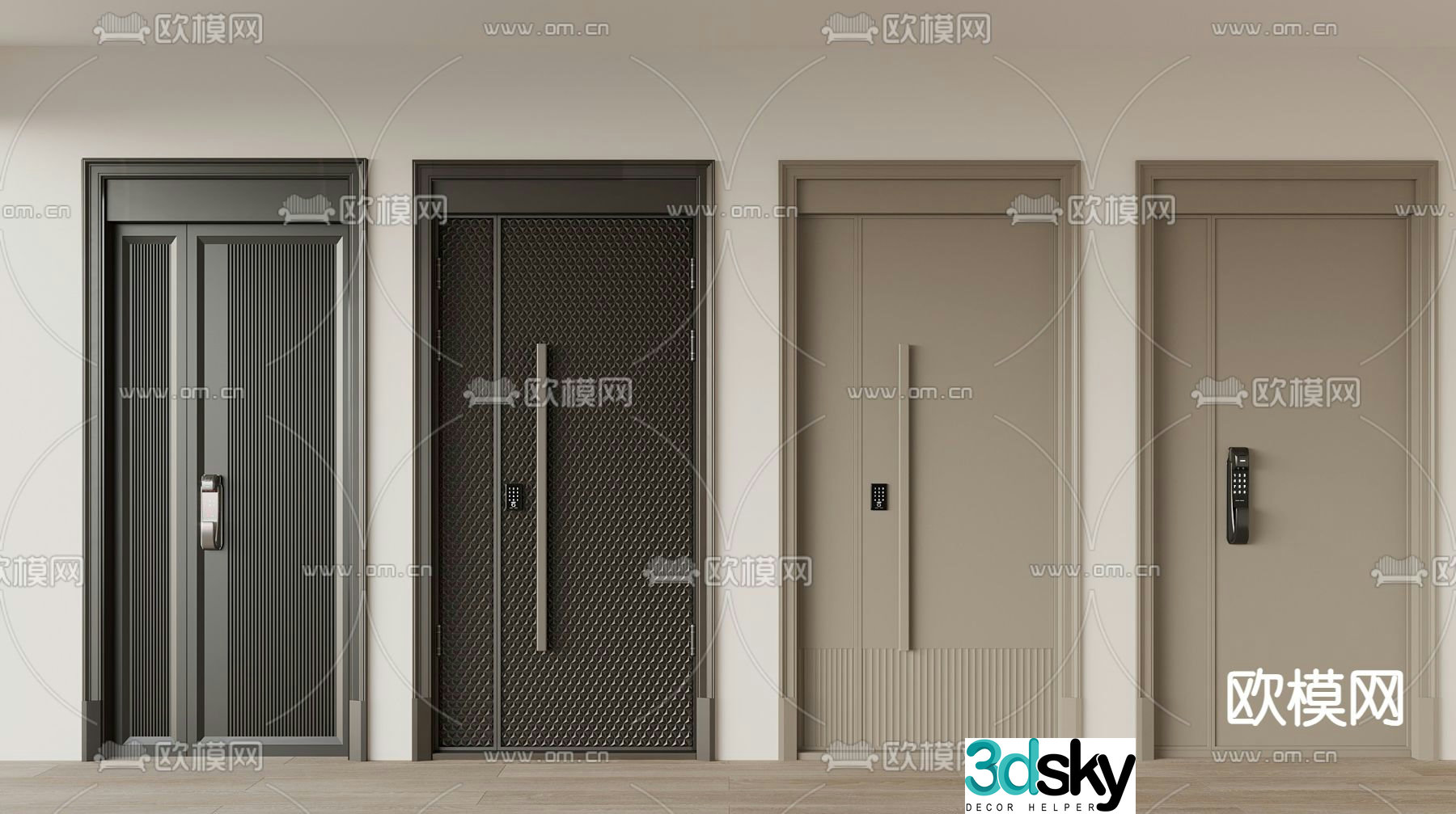 Entry door mother and child door security door 3d model