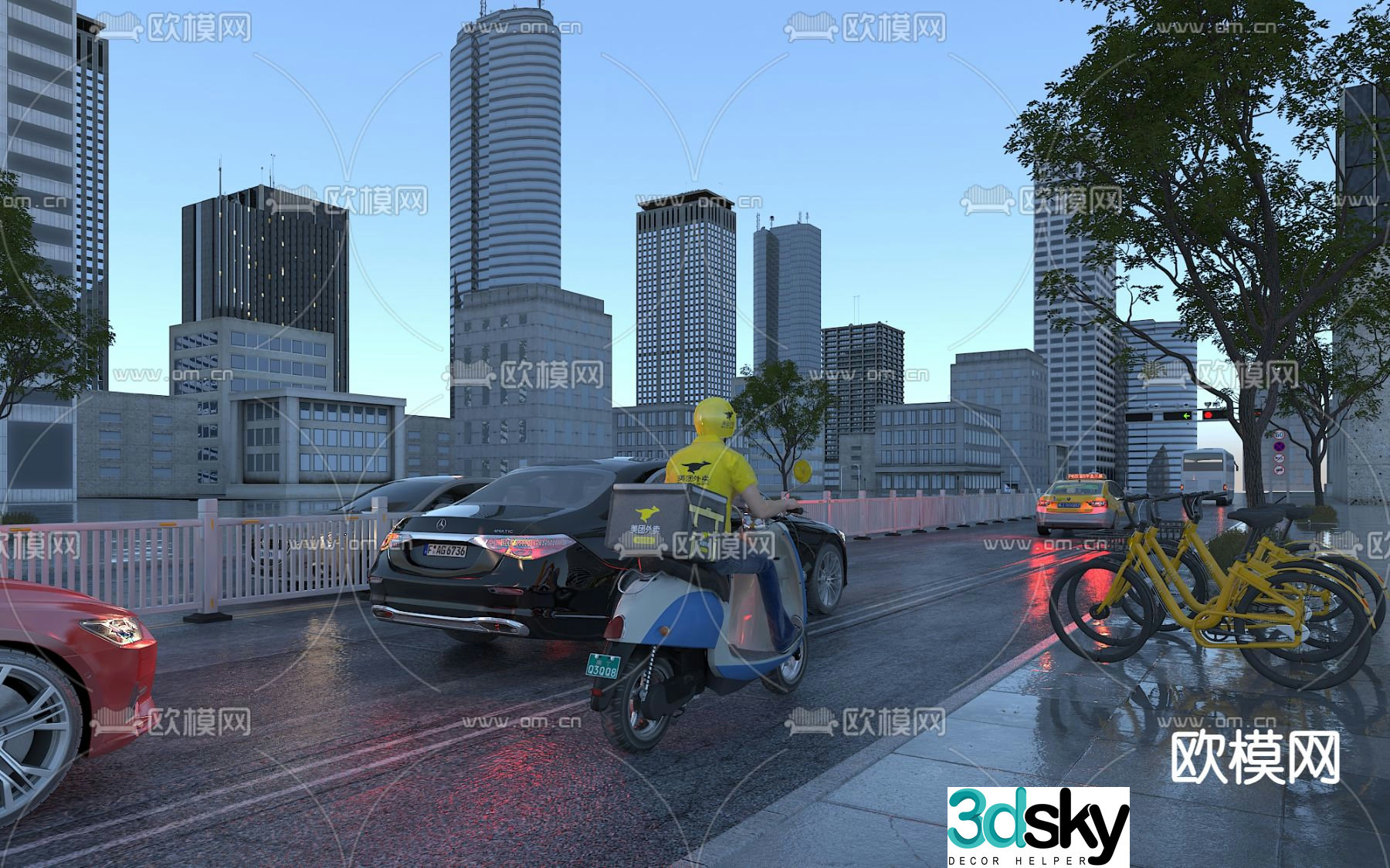 city â€‹â€‹street landscape 3d model