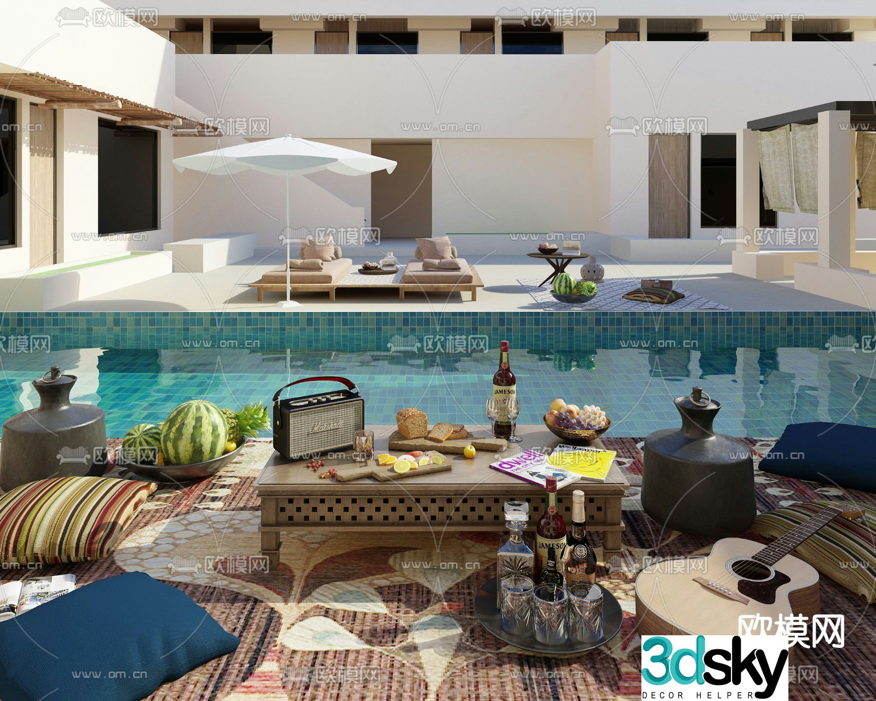 Open-air swimming pool courtyard swimming pool 3D model