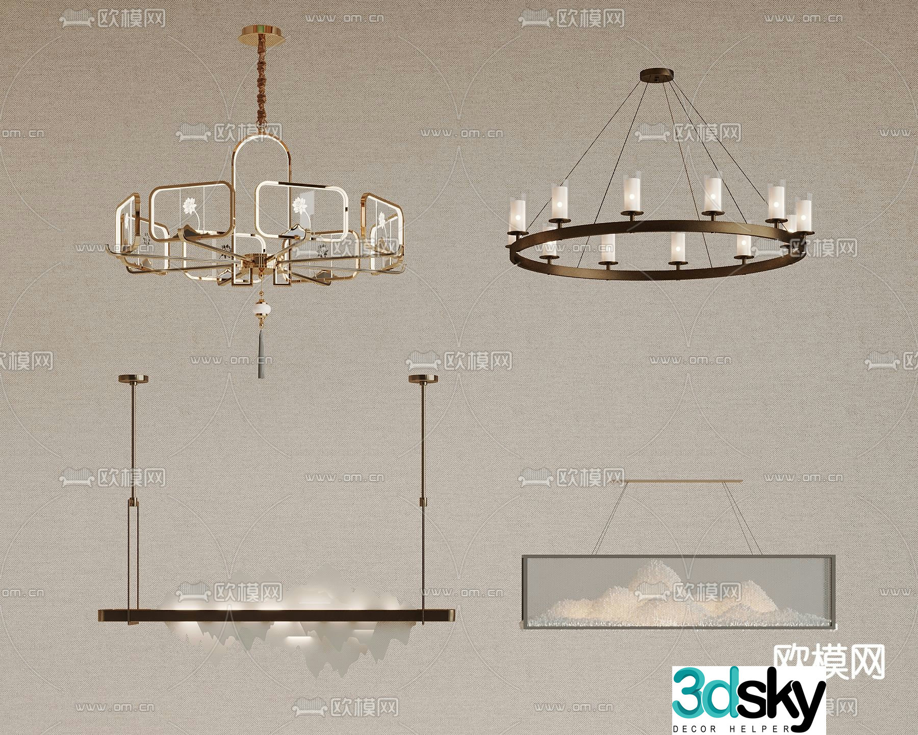 New Chinese chandelier 3D model