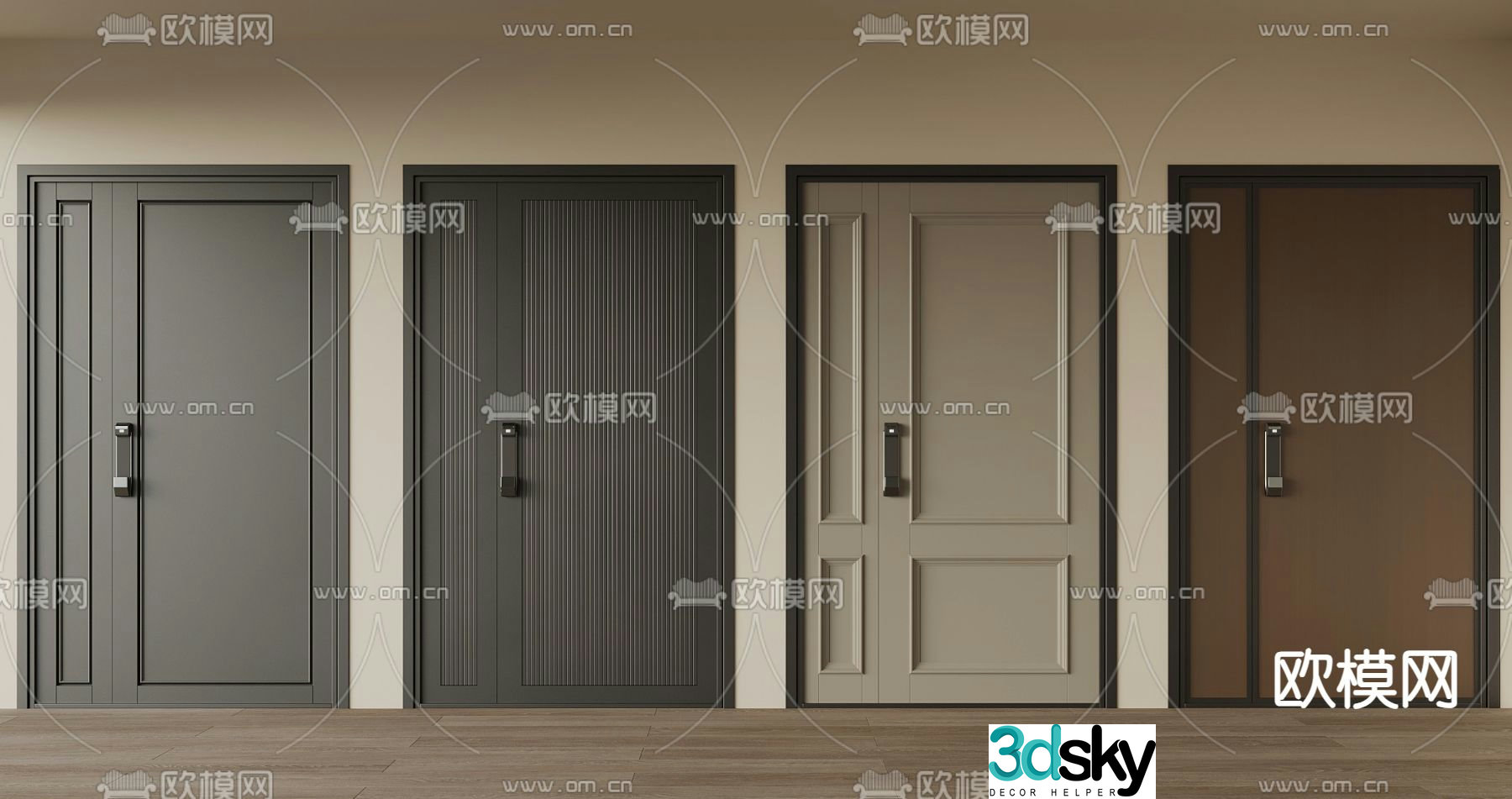 Entry door mother and child door security door 3d model
