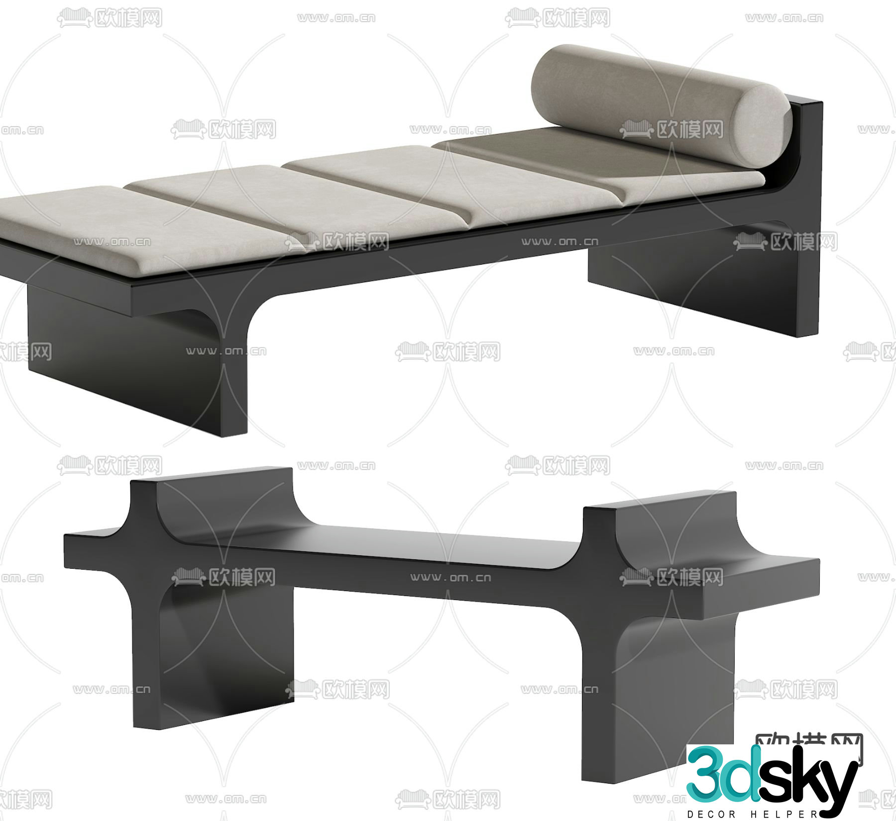Modern footrest bedside stool 3d model