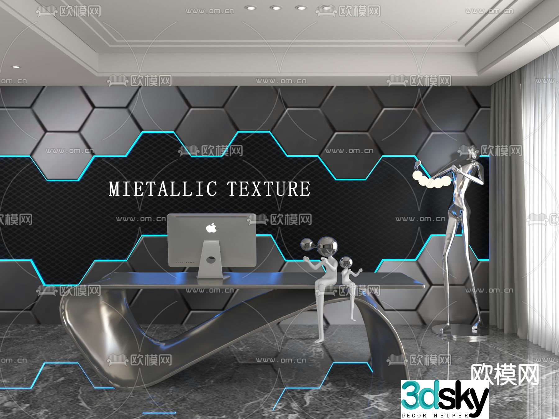 Industrial style front desk reception desk service desk 3d model