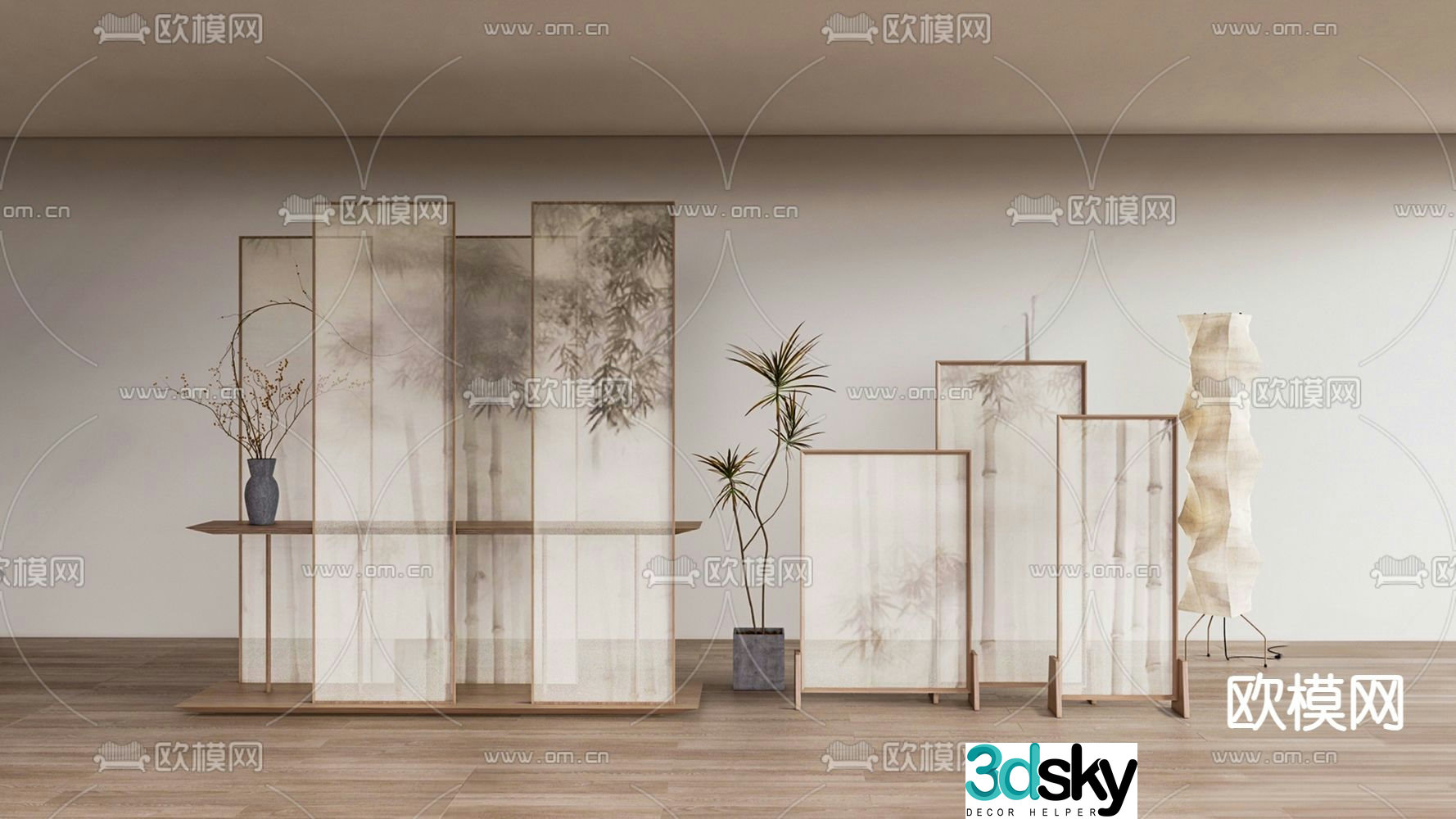 Bamboo screen zen screen insert screen 3d model