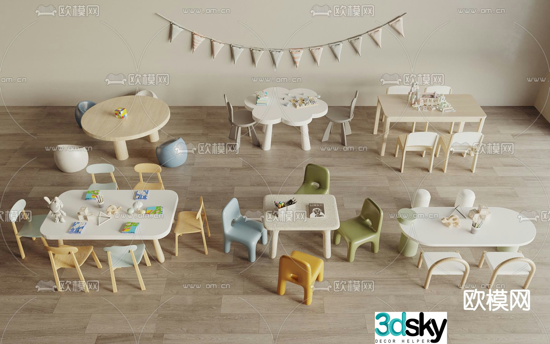 Children’s tables and chairs game tables and chairs 3d model