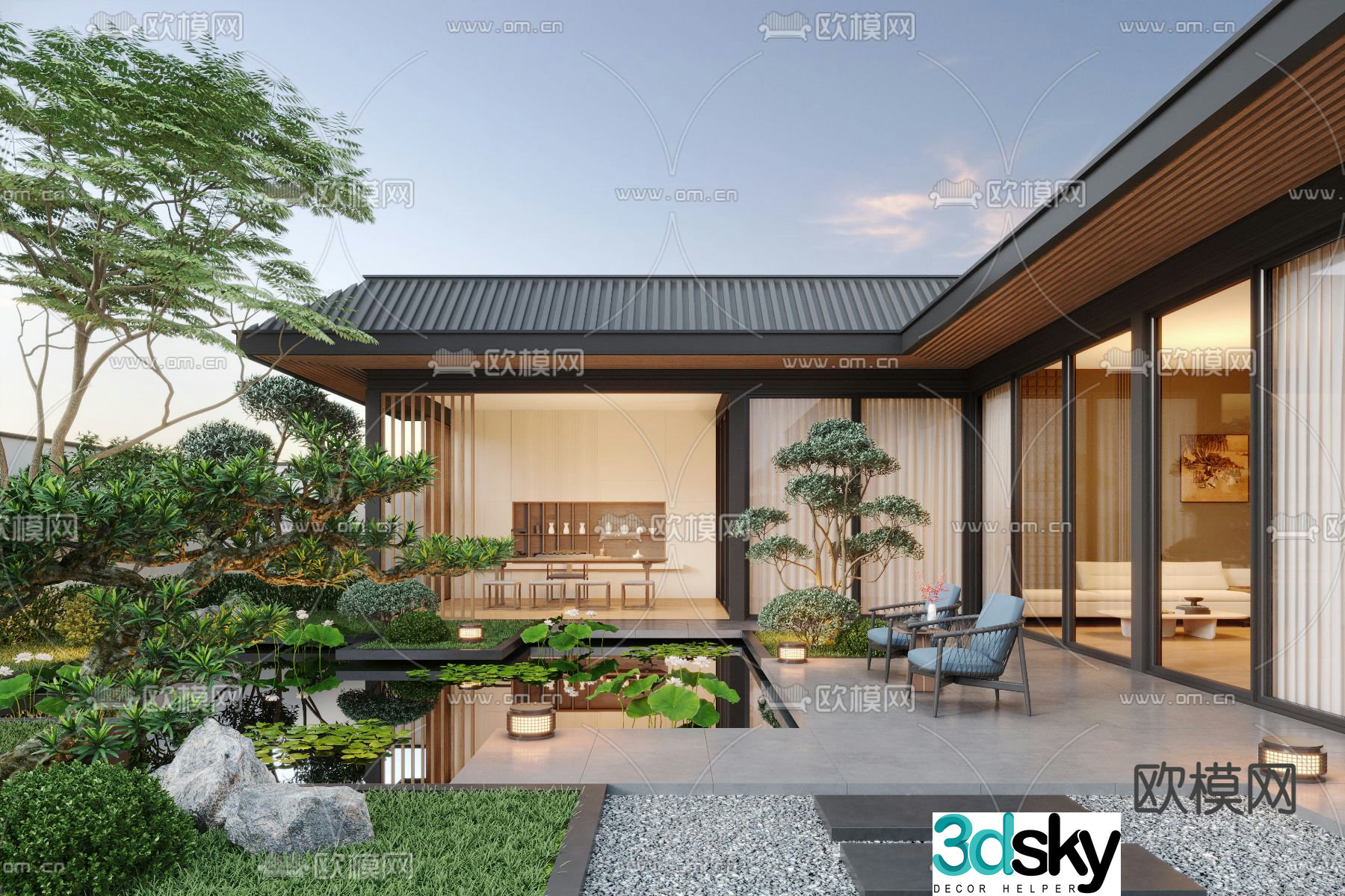 Villa courtyard garden 3d model