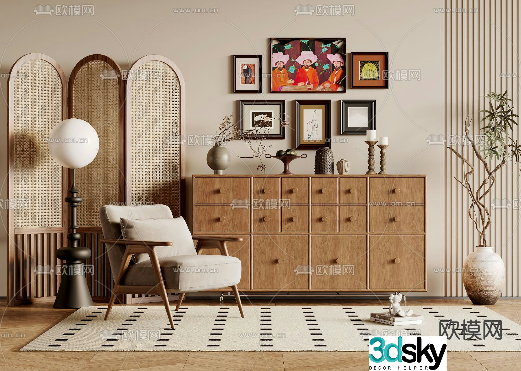 Medieval style sideboard 3d model