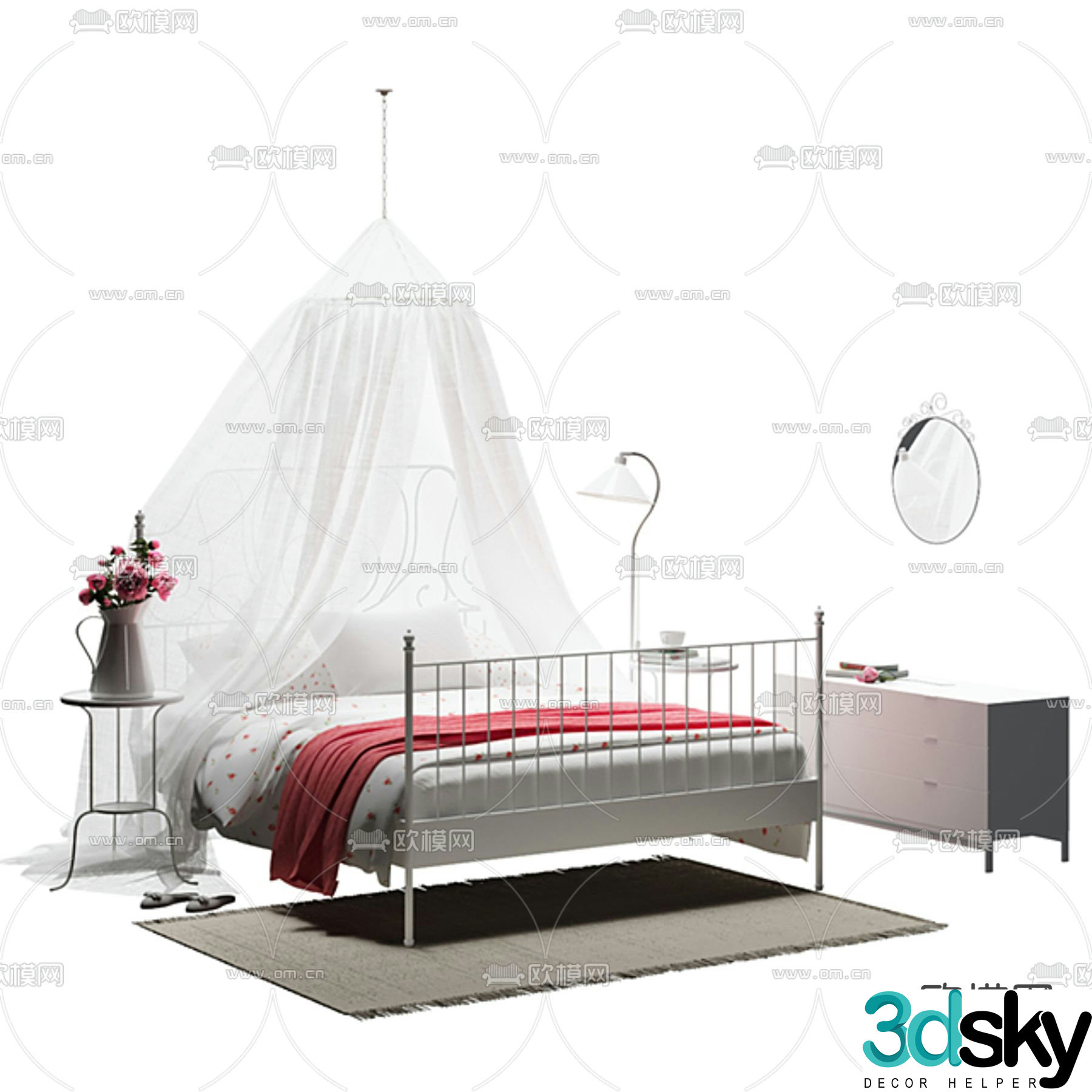 Children’s bed bed curtain double bed 3d model