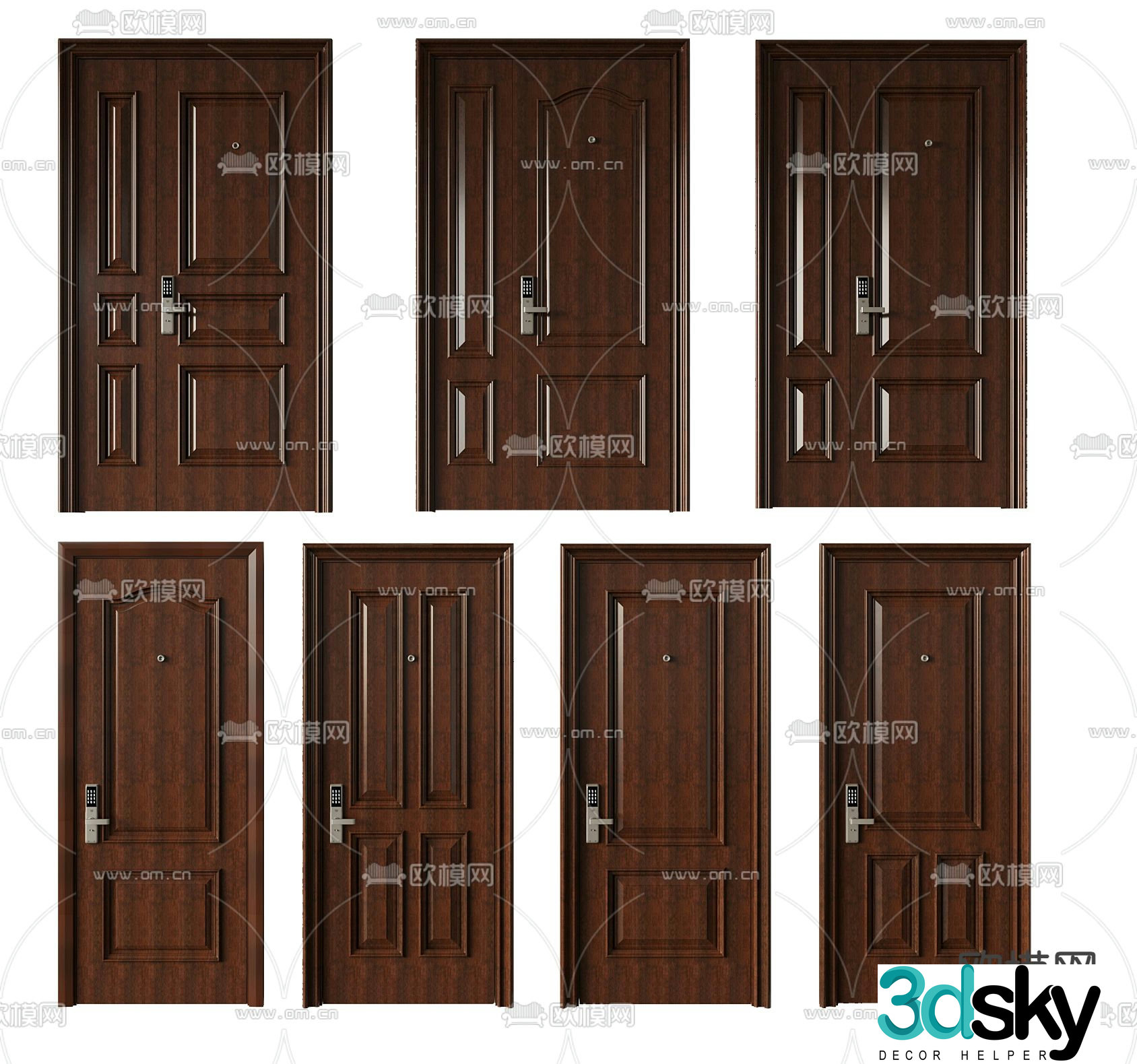 Entry door security door double and double door 3D model