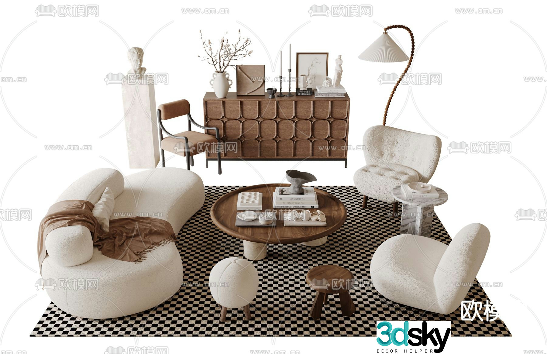 Medieval style modular sofa 3D model